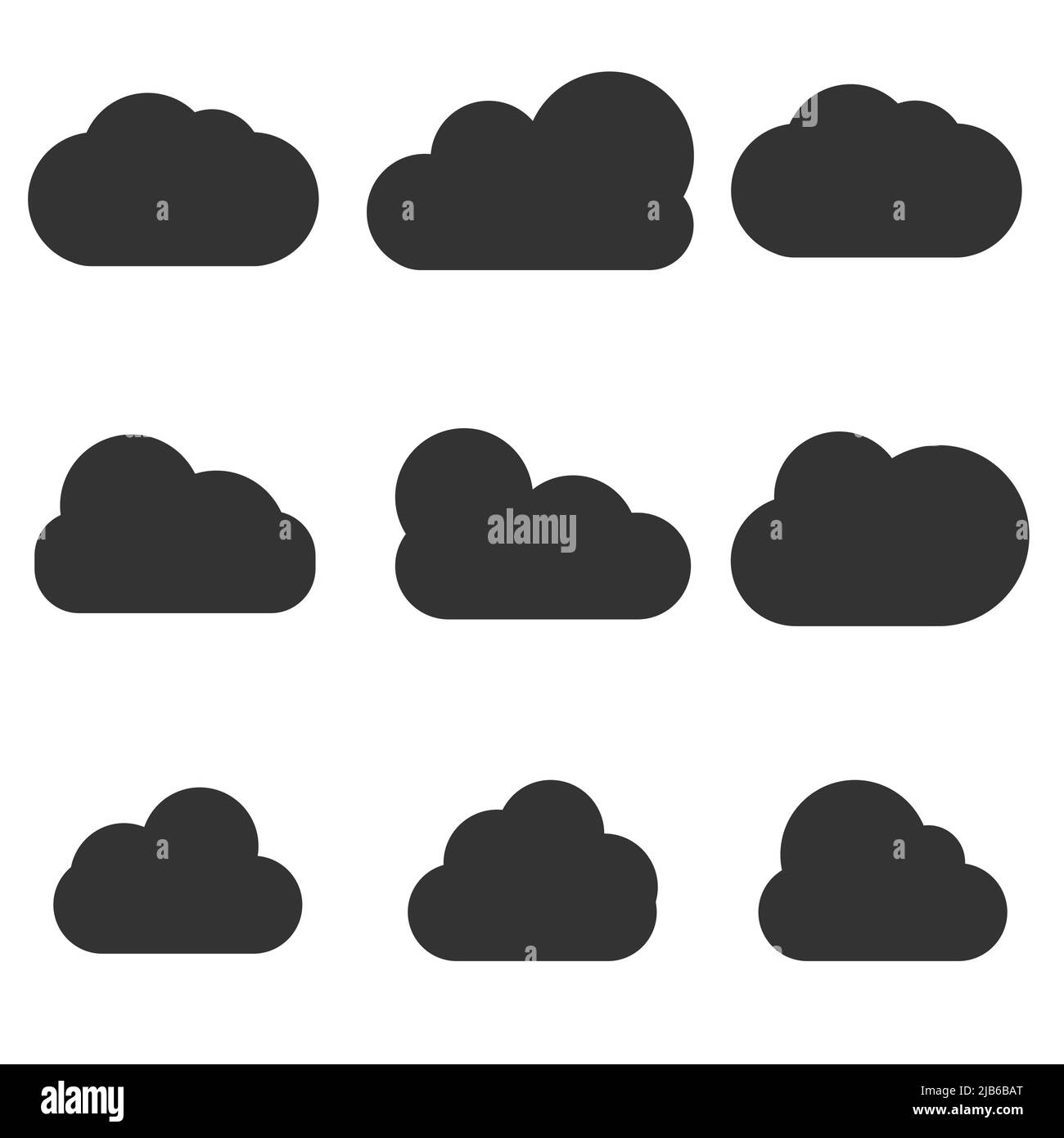 Set von Cloud Icons im trendigen flachen Stil isoliert auf blauem Hintergrund. Cloud-Symbol für Ihr Website-Design, Logo, App, UI. Vektorgrafik Stock Vektor