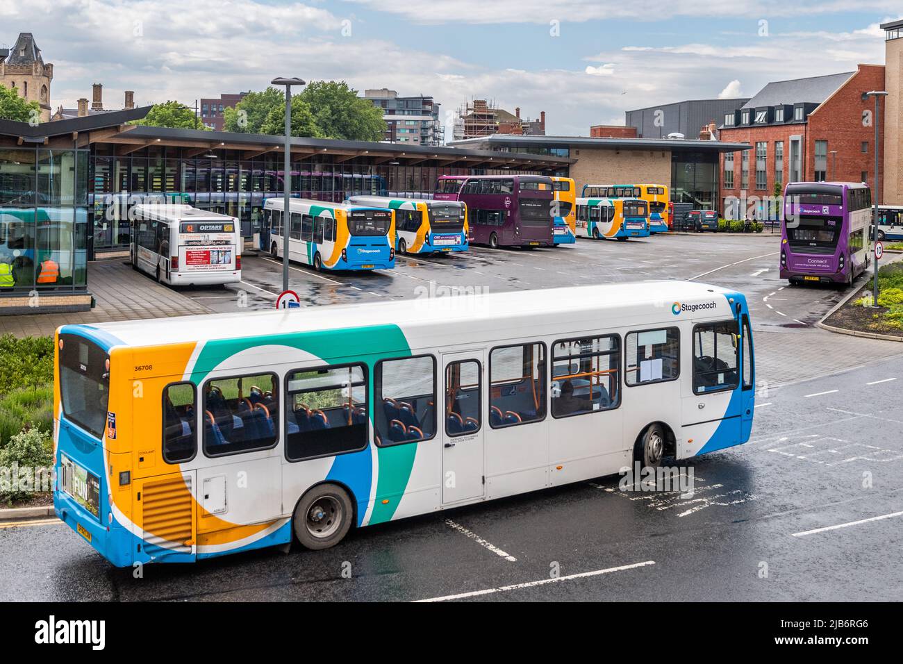 Lincoln Central Bus Station, Lincoln, Lincolnshire, Großbritannien. Stockfoto