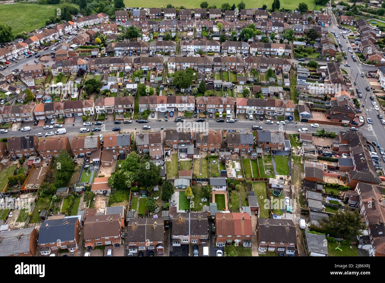 Wohnsiedlung in einem Vorort in Radford, Coventry, West Midlands, Großbritannien. Stockfoto
