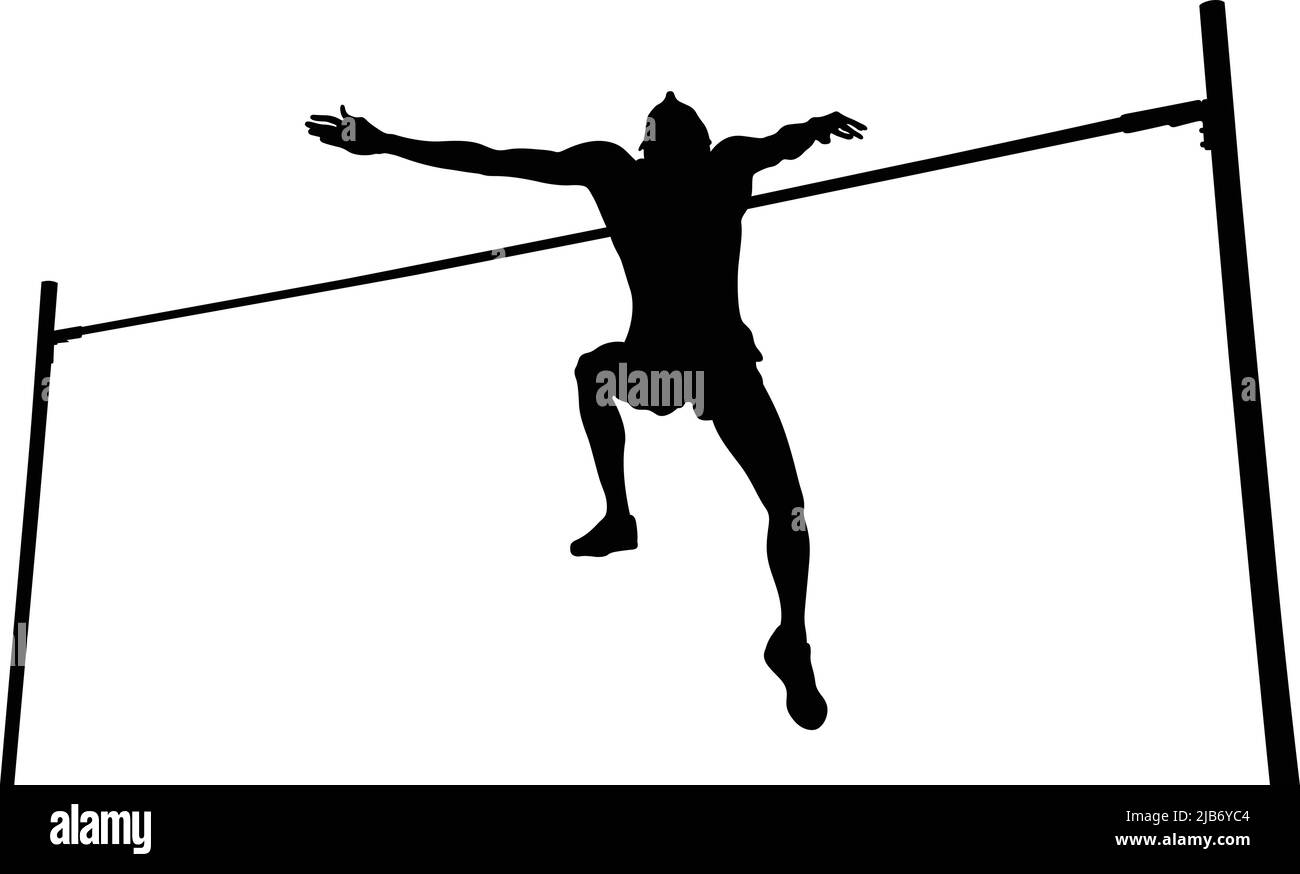 Hochsprung männlichen Athleten schwarze Silhouette Stock Vektor