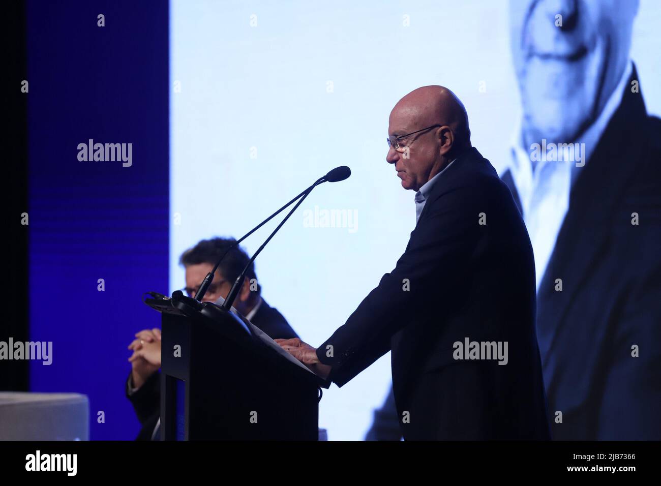 Sao Paulo, Sao Paulo, Brasilien. 3.. Juni 2022. (INT) Internationale Freiheitskonferenz in Sao Paulo. 3. Juni 2022, Sao Paulo, Brasilien: Perspektiven der Freiheit in Brasilien und Lateinamerika Ã¢â‚¬'Salim Mattar, Vorsitzender des Vorstandes des Instituto Liberal, spricht auf der Internationalen Freiheitskonferenz und nationale und internationale Juristen, Minister, Soziologen, Kolumnisten und Historiker werden an der Konferenz teilnehmen, um über das Thema zu sprechen. Die Veranstaltung findet im Sheraton WTC in Sao Paulo statt. (Bild: © Leco Viana/TheNEWS2 über ZUMA Press Wire) Stockfoto