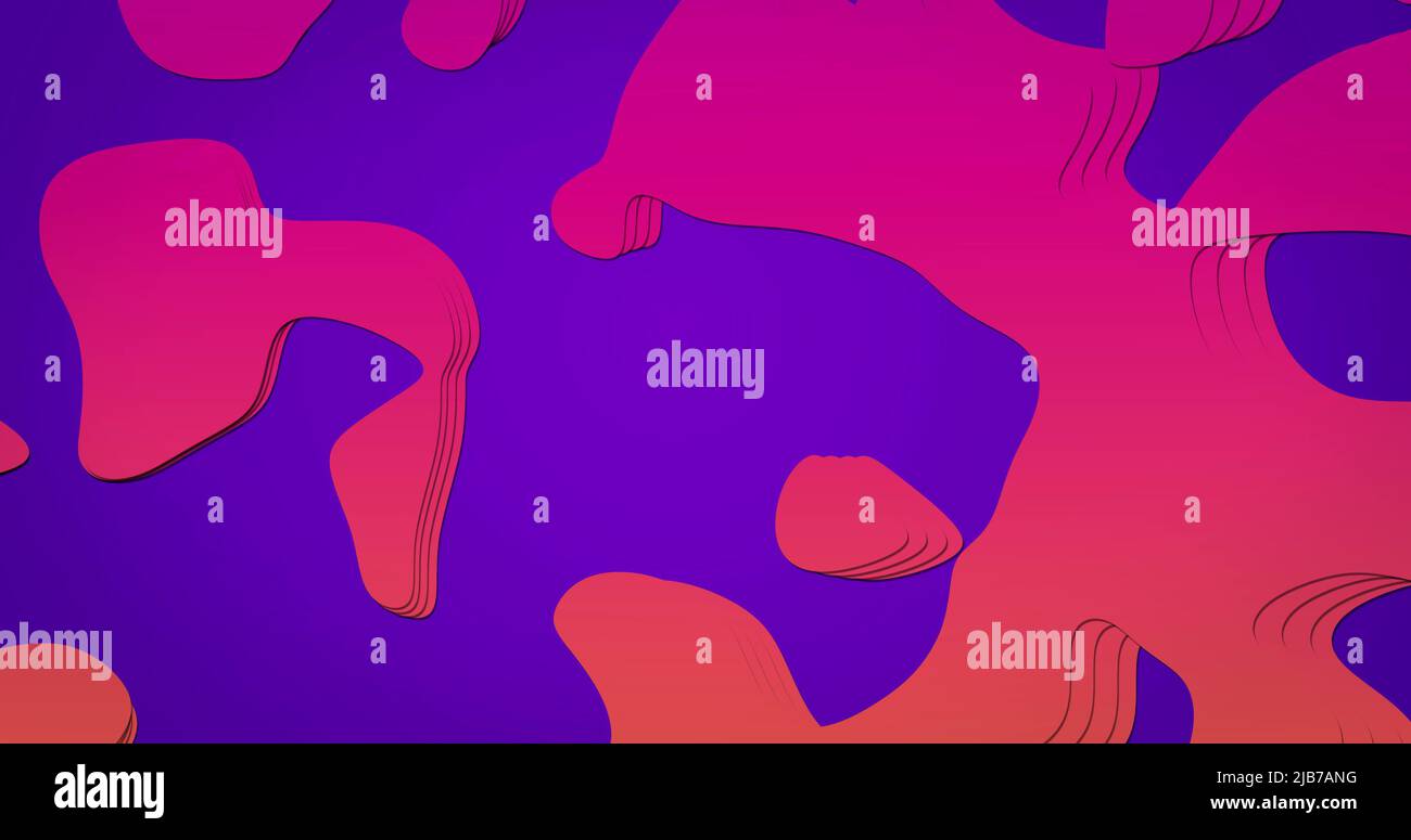 Bild von rosa und orange organischen Formen auf violettem Hintergrund Stockfoto