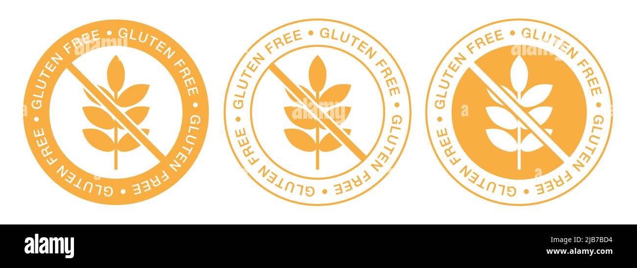 Vektor-Set für glutenfreie Etiketten. Isolierte glutenfreie Symbolsammlung. Verpackung Abzeichen Design, Vektor-Illustration. Stock Vektor