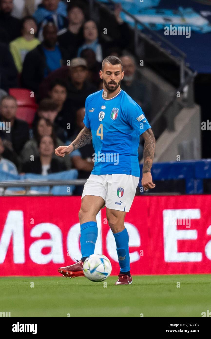 Leonardo Spinazzola (Italien) Während des UEFA Champions League-Spiels zwischen Italien 0-3 Argentinien im Wembley-Stadion am 1. Juni 2022 in London, England. (Foto von Maurizio Borsari/AFLO) Stockfoto