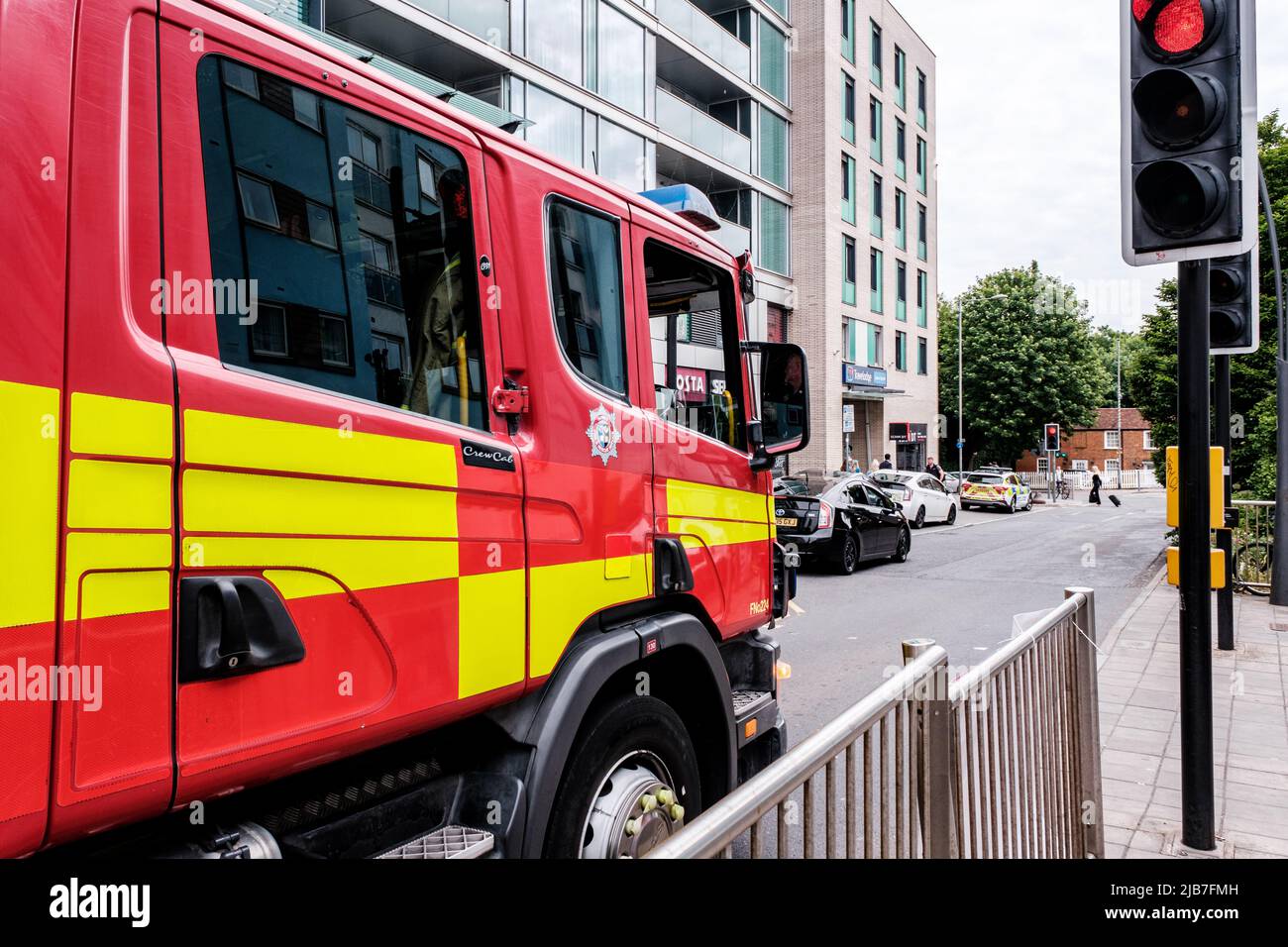Epson Surrey, London, Großbritannien, Juni 03 2022, Nahaufnahme Eines Feuerwehrautos Stockfoto