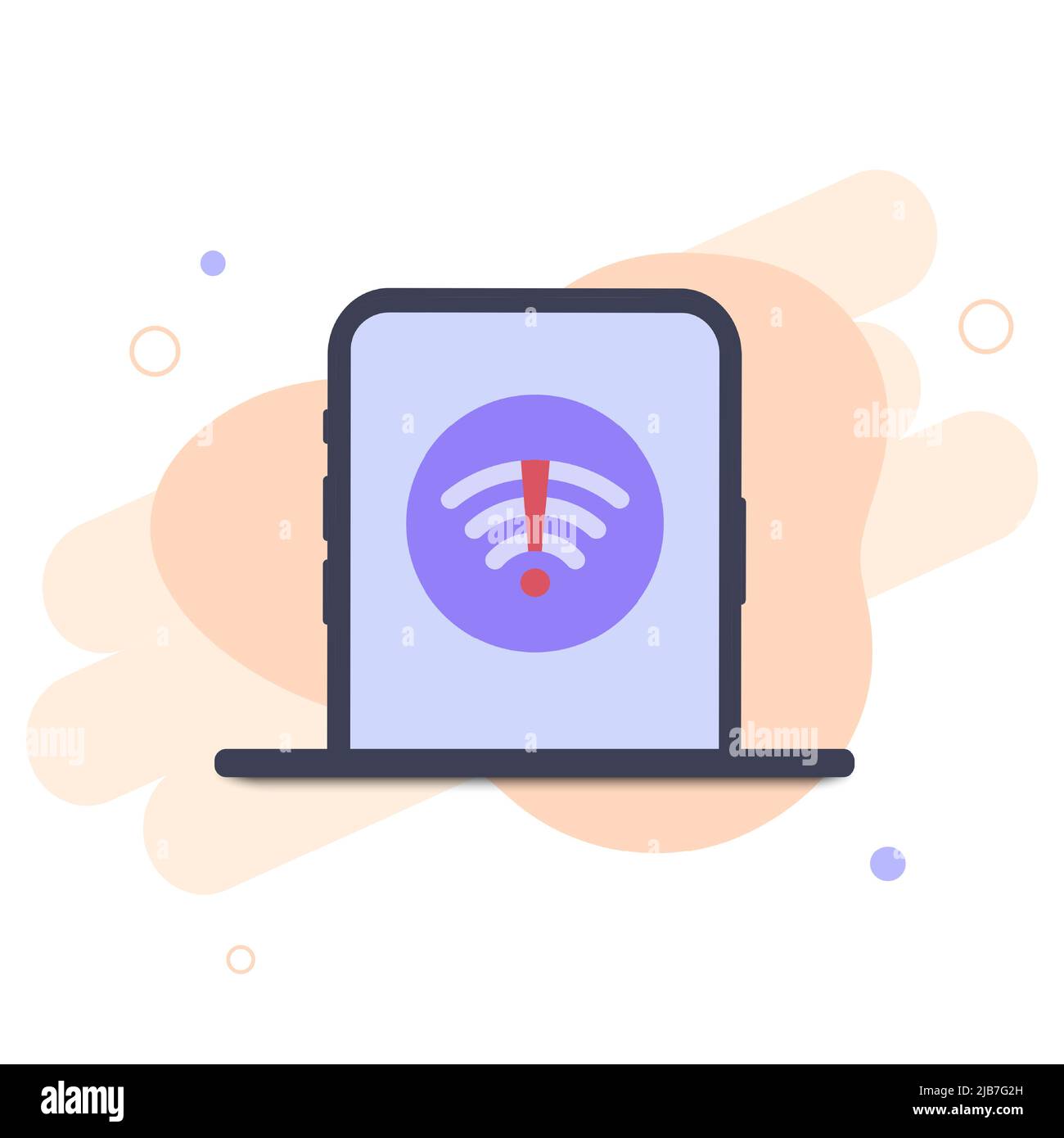 Keine Internetverbindung. Drahtlose Verbindung getrennt, Fehler Verbindung WiFi. Schlechtes Signal WLAN-WLAN-Webseite auf dem Bildschirm Smartphone. Flaches Design Stock Vektor