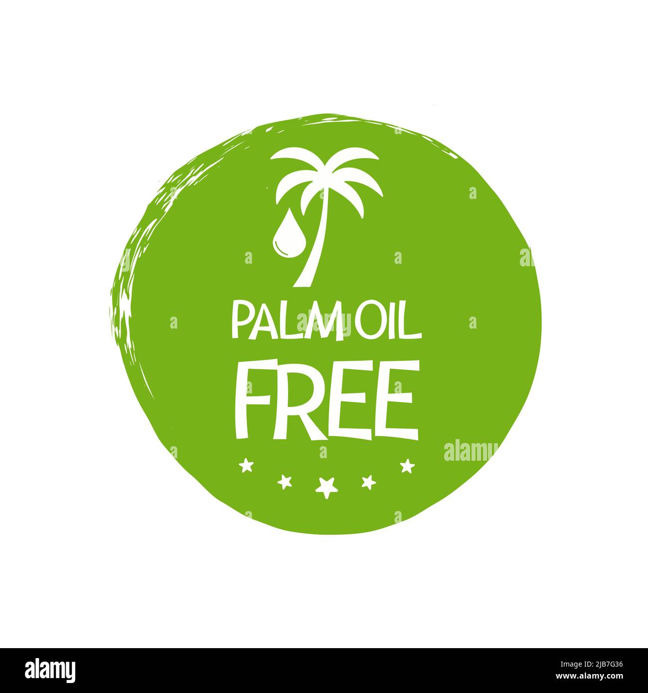 Grünes Symbol ohne Palmöl. Bio-Lebensmittel ohne gesättigte Fette. Produktfreie Zutat. Nahrhafte Ernährung, gesunde Essgewohnheiten. Vektor Stock Vektor