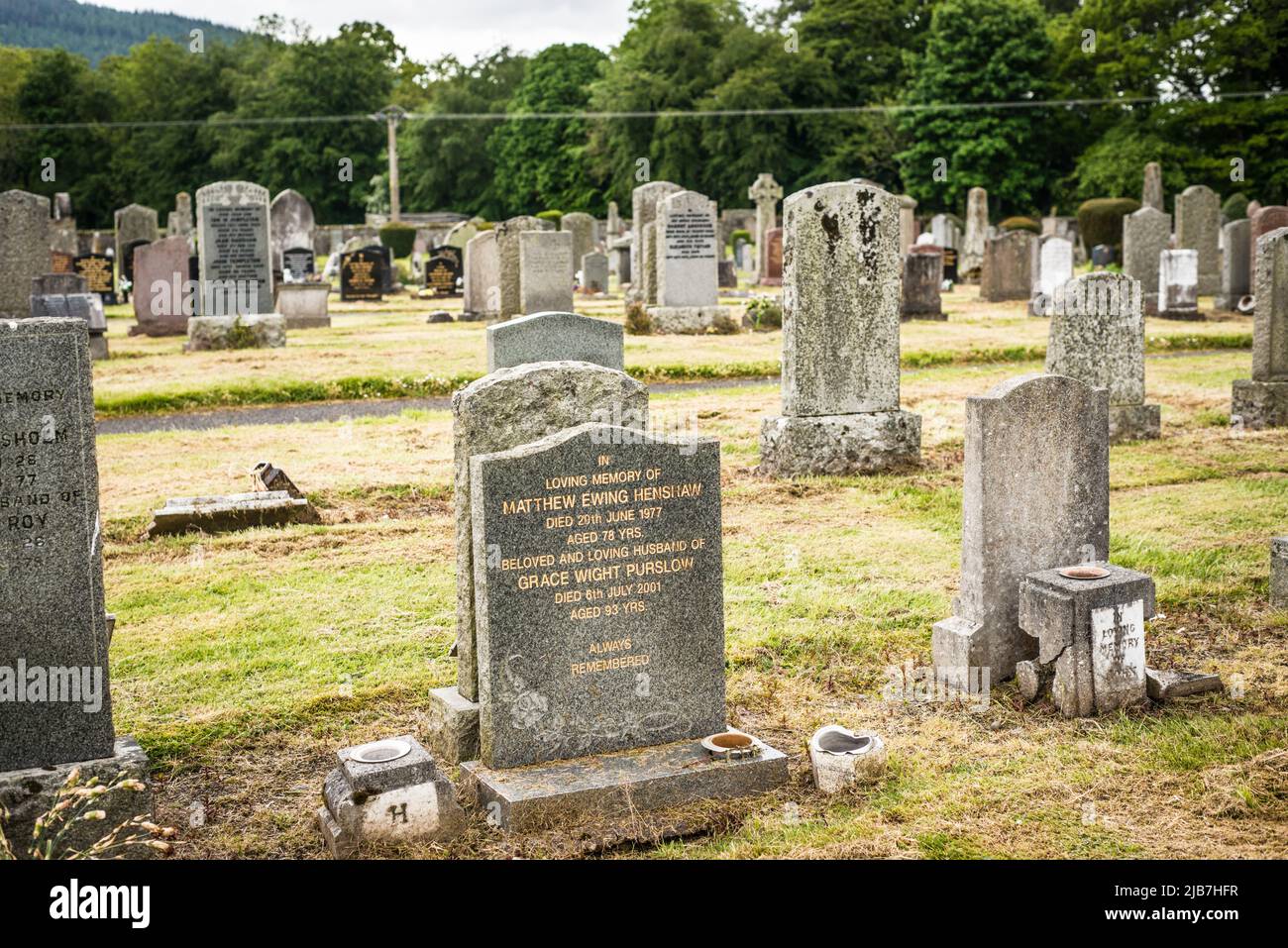 Innerleithen Friedhof, Schottland, Vereinigtes Königreich Stockfoto