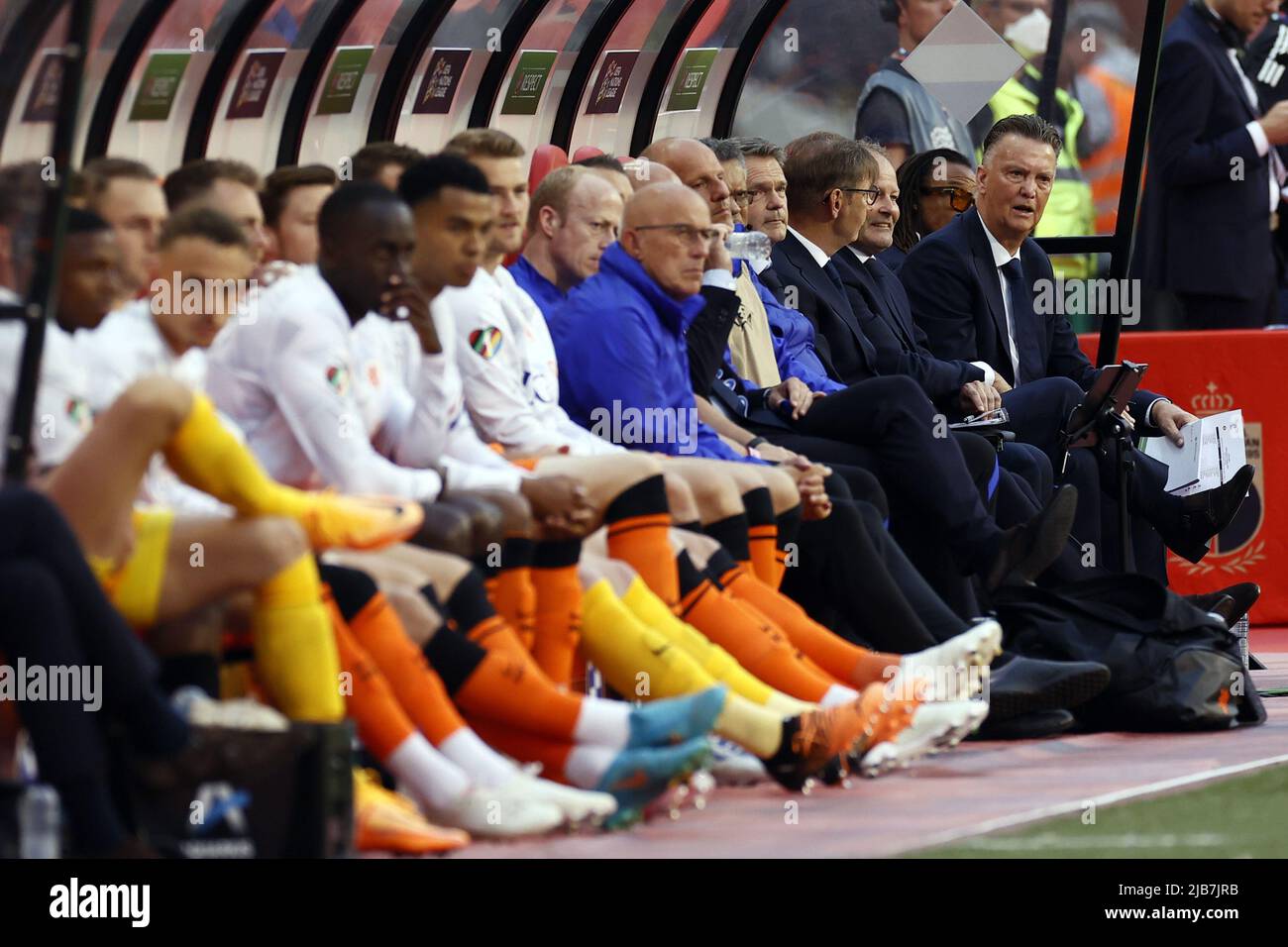 Brüssel, Belgien. 03.. Juni 2022. BRÜSSEL - Holland-Trainer Louis van Gaal während des UEFA Nations League-Spiels zwischen Belgien und den Niederlanden im King Baudouin-Stadion am 3. Juni 2022 in Brüssel, Belgien. KOEN VAN WEEL Credit: ANP/Alamy Live News Stockfoto