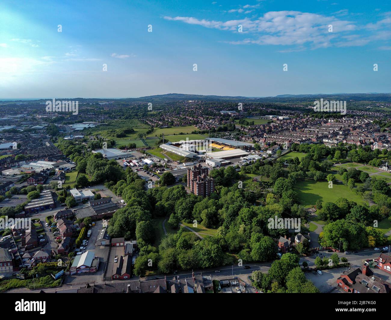 Vale Park Port Vale Football Club FC Robbie Williams Homecoming Home Coming Concert Aerial Drone Birdseye Sehen Sie Burslem Stoke on Trent Stockfoto