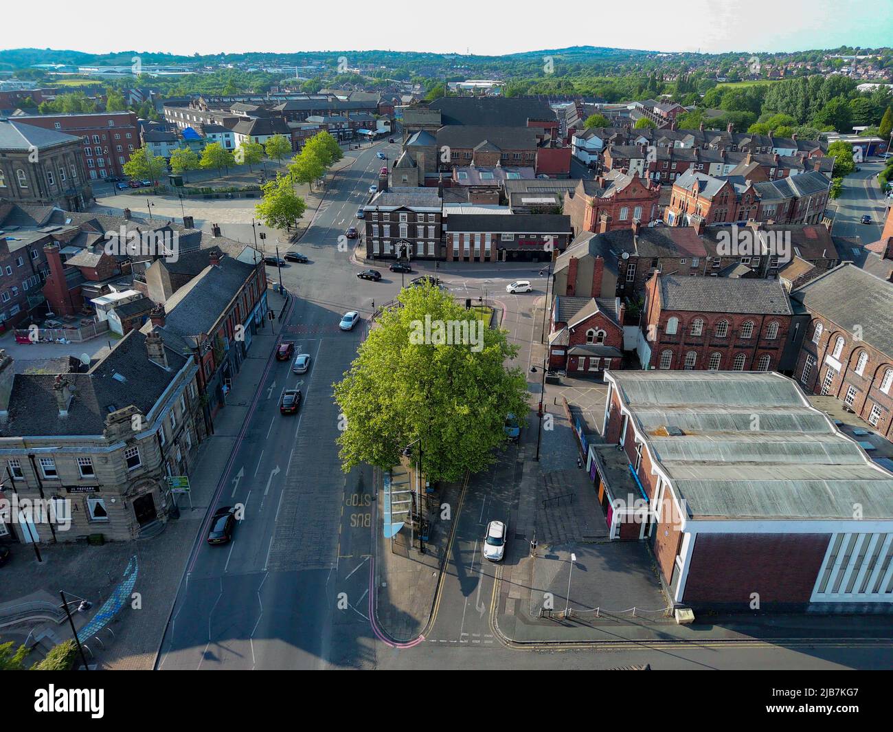 Vale Park Port Vale Football Club FC Robbie Williams Homecoming Home Coming Concert Aerial Drone Birdseye Burslem Stoke on Trent Red Lion Pub ansehen Stockfoto