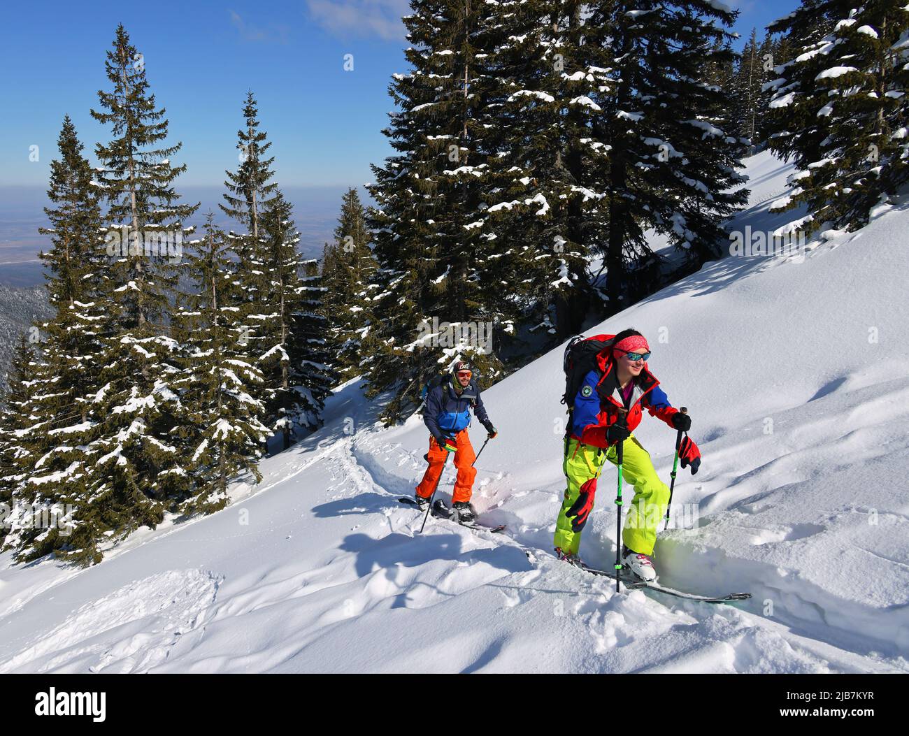 Skitouren in den Siebenbürgischen Alpen, Fagaras-Bergen, Rumänien, Europa Stockfoto