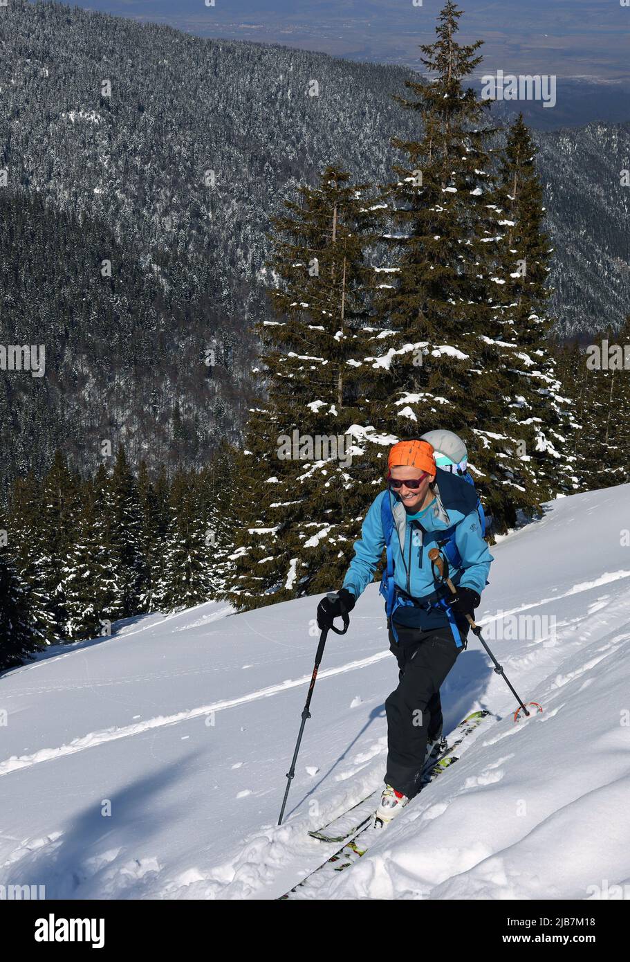 Skitouren in den Siebenbürgischen Alpen, Fagaras-Bergen, Rumänien, Europa Stockfoto