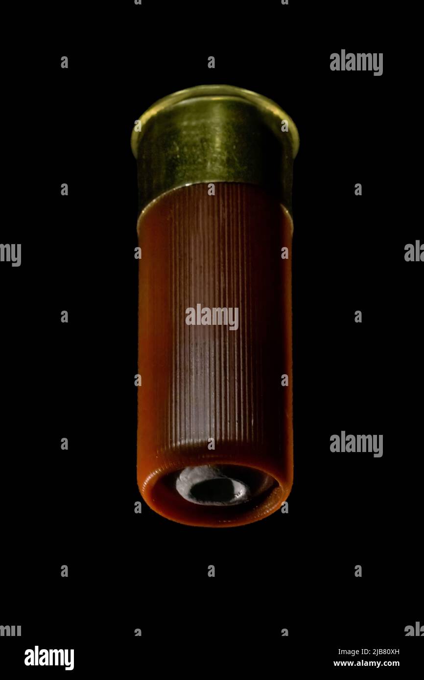Foto einer 12-Gauge-Schusspistole mit geflüchteter Schnecke Stockfoto