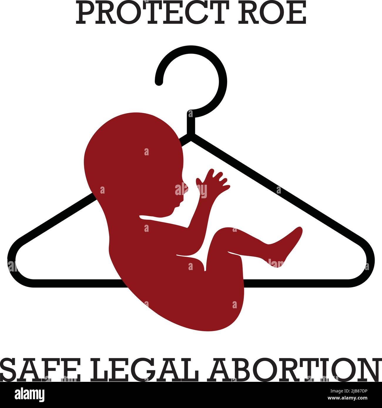 Ein Embryo mit einem Kleiderbügel. Unsicheres Abtreibungskonzept. Stock Vektor