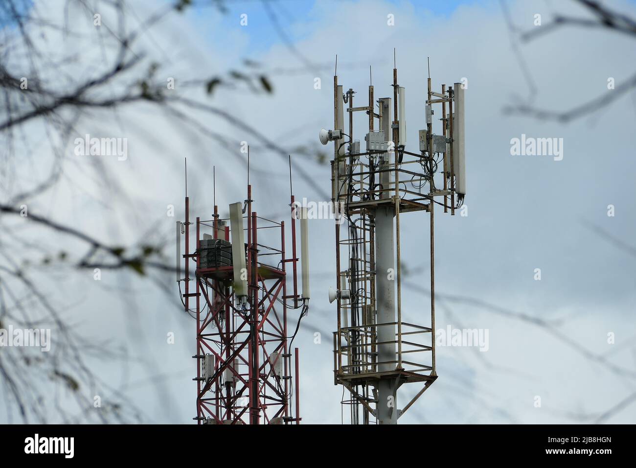 Mobilfunkturm, Mobilfunkturm 4G Stockfoto