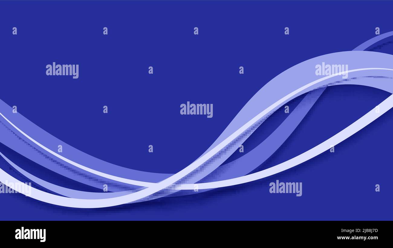 Abstraktes Hintergrundbanner Design blaue und weiße Wellenlinien. Vektorgrafik Stock Vektor