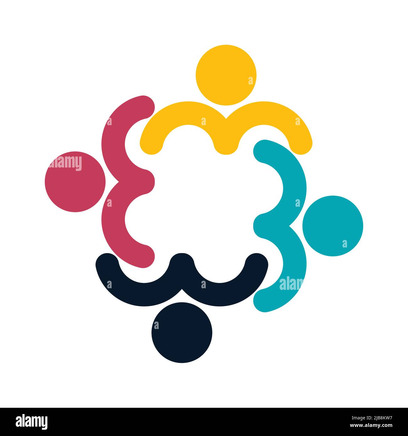 People-Logo. Gruppenarbeit Symbol von vier Personen in einem Kreis, Vektor-Illustration Stock Vektor