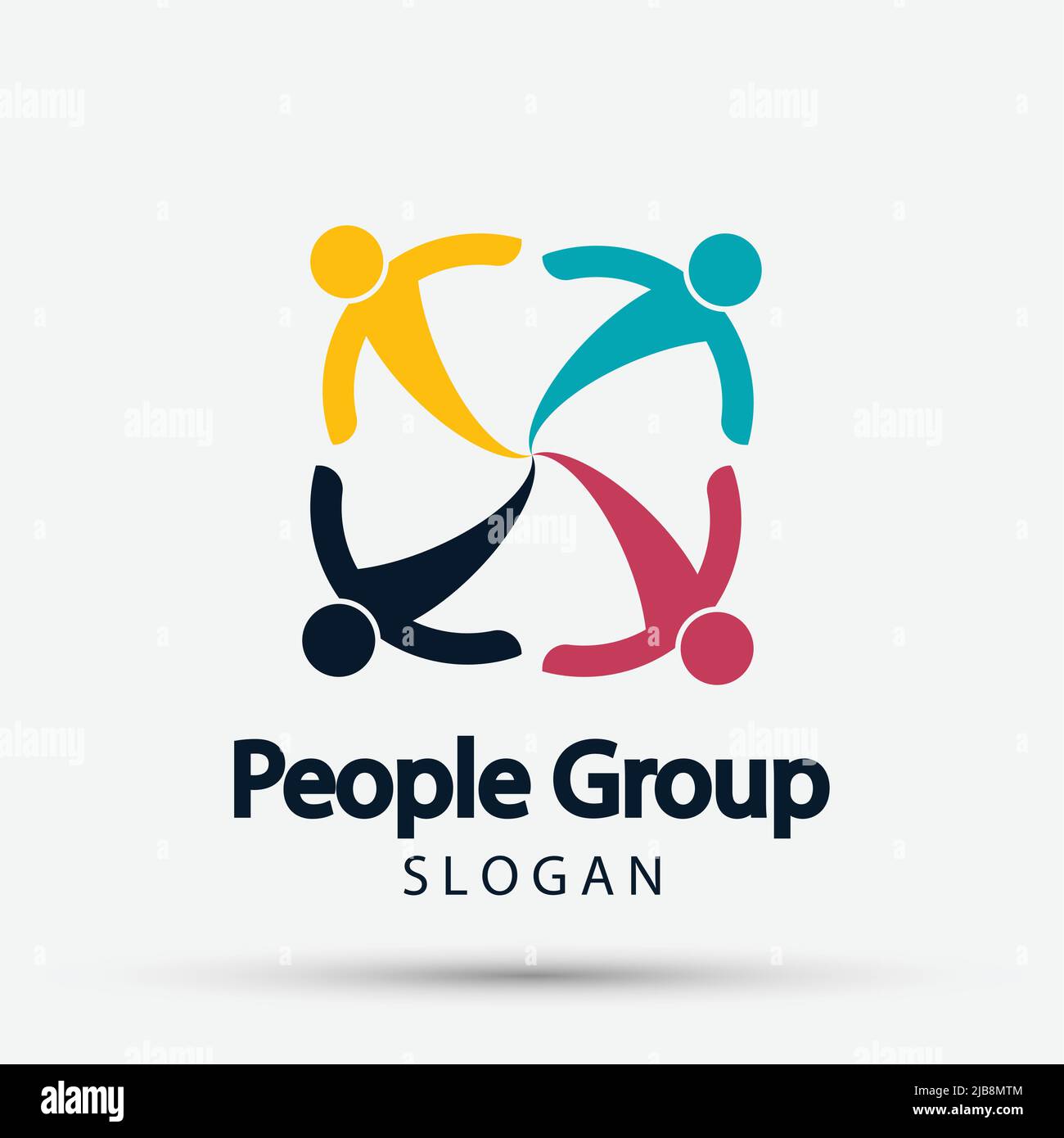 Gruppe vier Personen Logo Handshake in einem Kreis, Teamwork-Symbol, Vektor-Illustration Stock Vektor