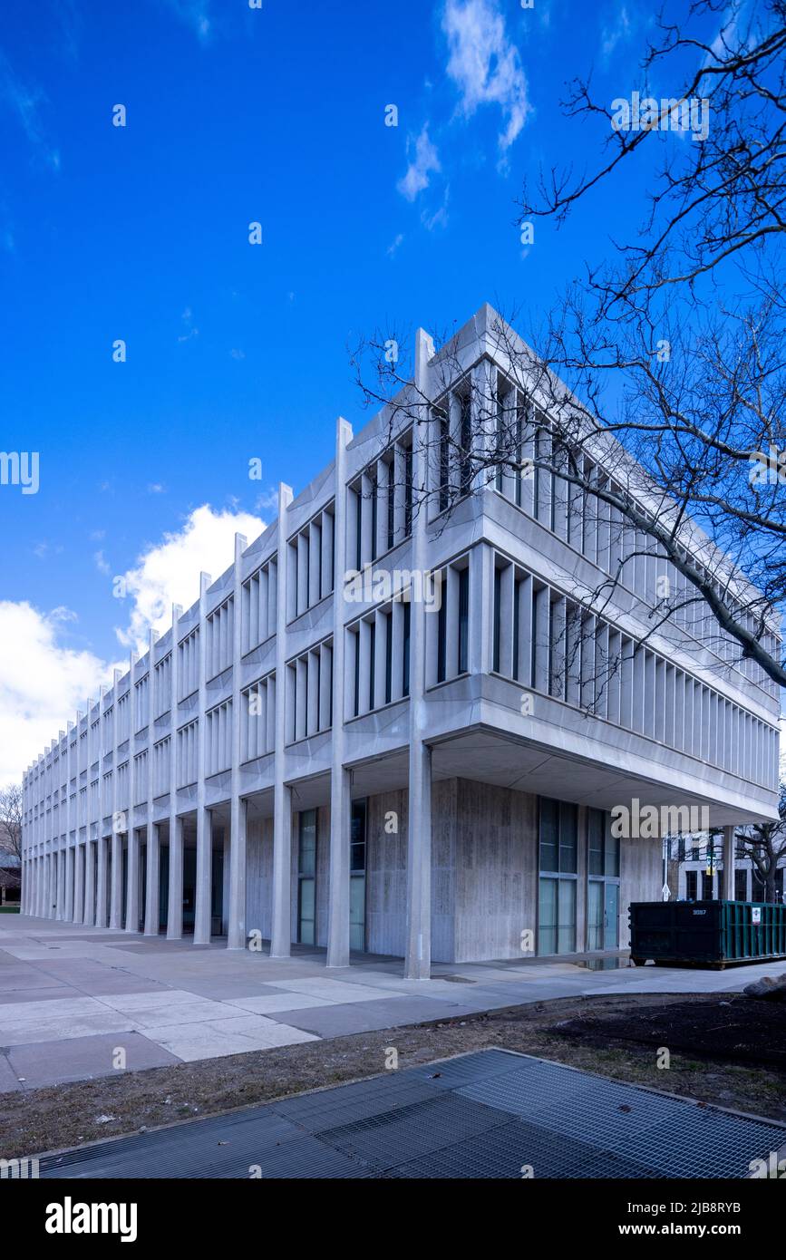 The Prentis Building, 1964, von Yamasaki, Campus der Wayne State University, Detroit, Michigan, USA Stockfoto