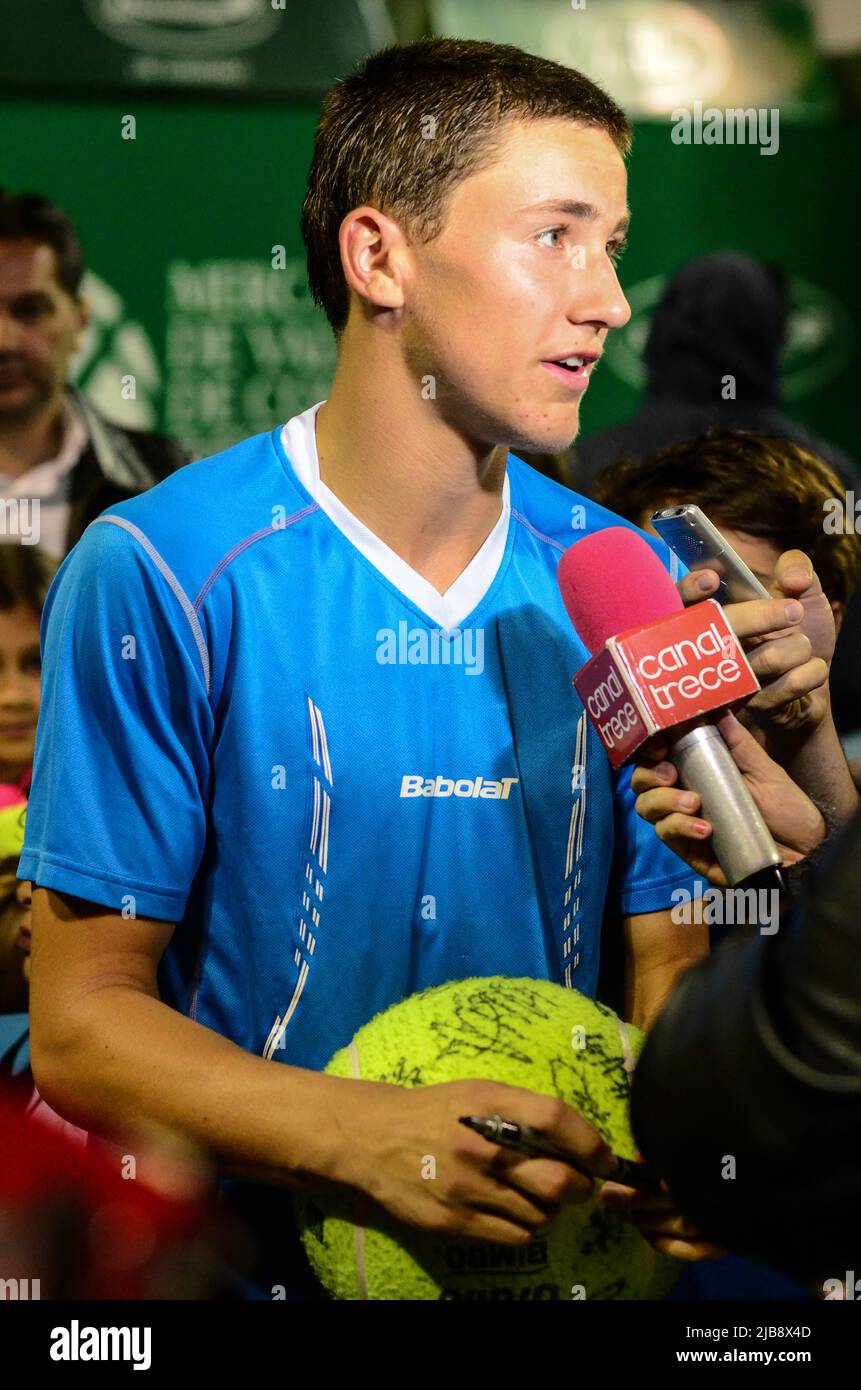 SAN JOSE, Costa Rica. 10.. Januar 2015 - der Junioren-Tennisspieler Casper Ruud wurde zum Champion der 51. Ausgabe des Coffee Bowl Competitio ernannt Stockfoto