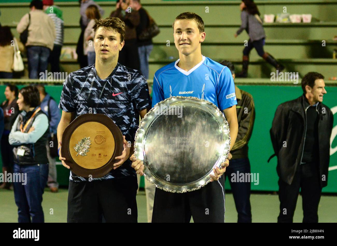 SAN JOSE, Costa Rica. 10.. Januar 2015 - der Junioren-Tennisspieler Casper Ruud wurde zum Champion der 51. Ausgabe des Coffee Bowl Competitio ernannt Stockfoto