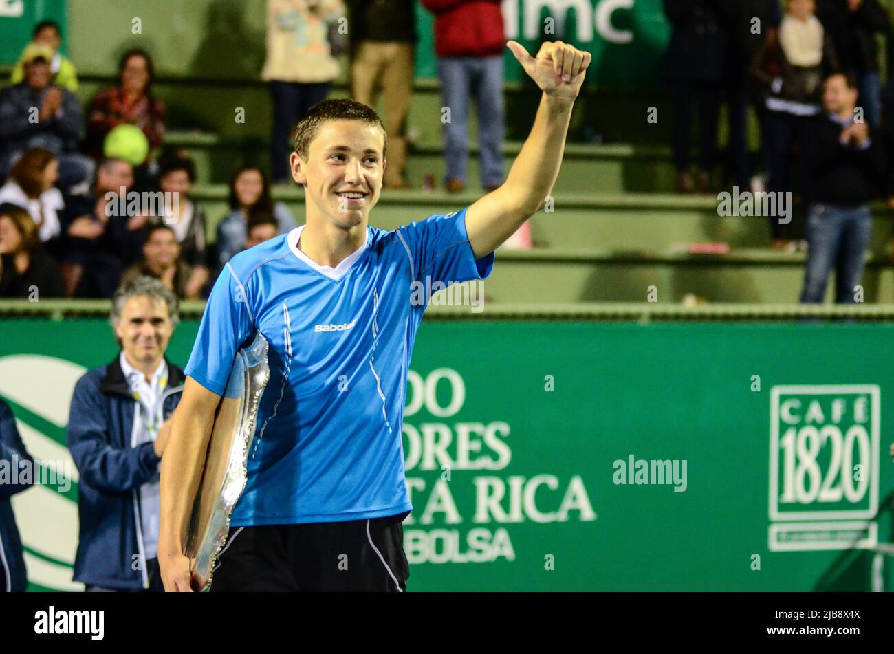 SAN JOSE, Costa Rica. 10.. Januar 2015 - der Junioren-Tennisspieler Casper Ruud wurde zum Champion der 51. Ausgabe des Coffee Bowl Competitio ernannt Stockfoto