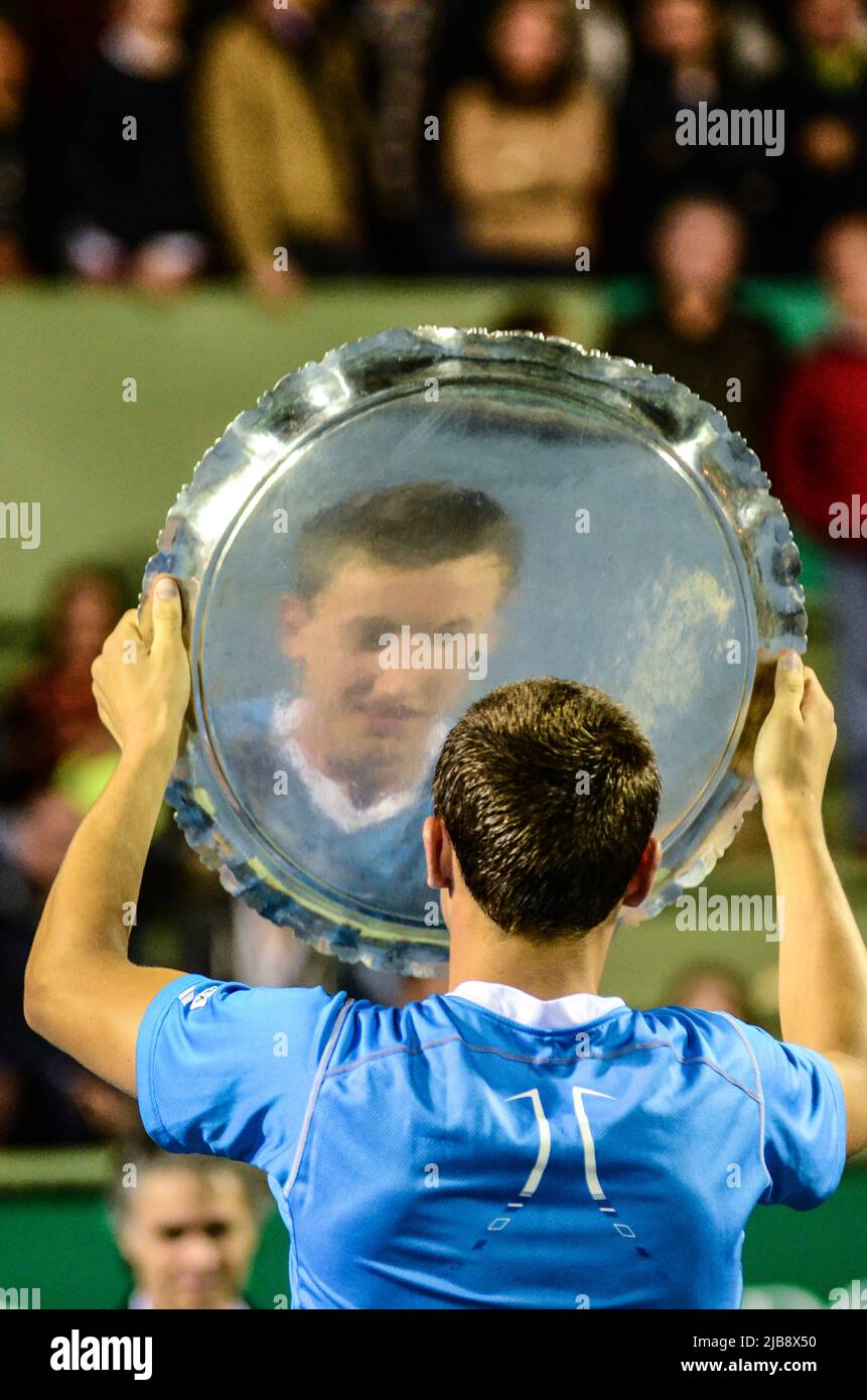 SAN JOSE, Costa Rica. 10.. Januar 2015 - der Junioren-Tennisspieler Casper Ruud wurde zum Champion der 51. Ausgabe des Coffee Bowl Competitio ernannt Stockfoto