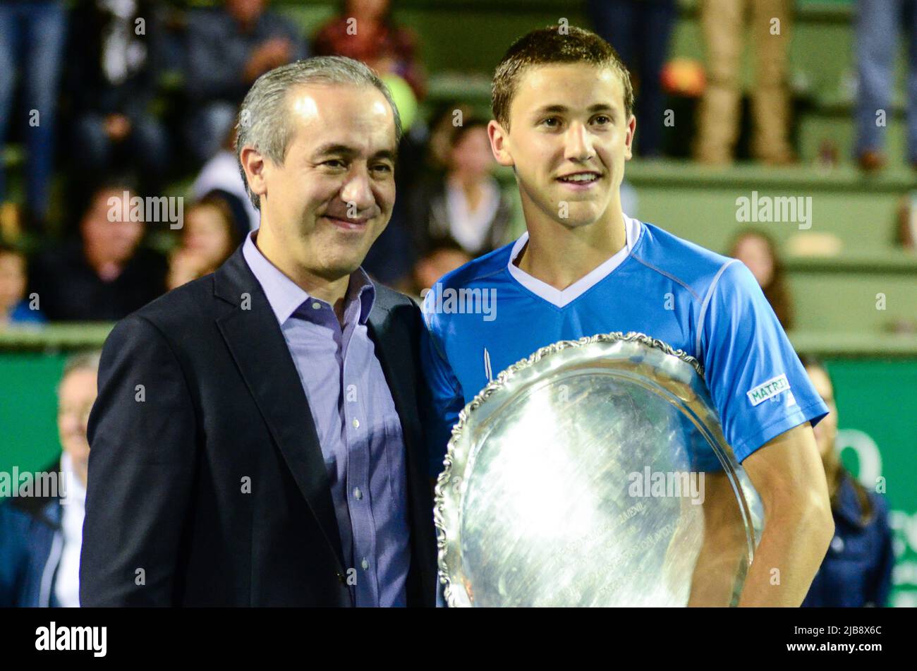 SAN JOSE, Costa Rica. 10.. Januar 2015 - der Junioren-Tennisspieler Casper Ruud wurde zum Champion der 51. Ausgabe des Coffee Bowl Competitio ernannt Stockfoto