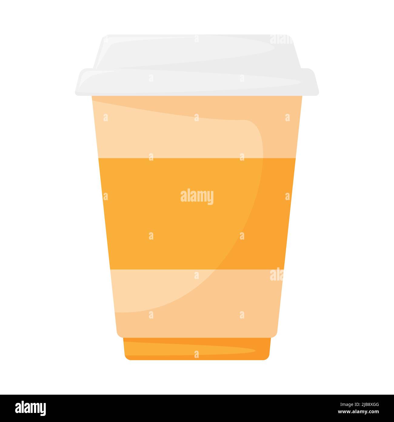 Eine Papiertasse Kaffee zum Mitnehmen. Heißes Getränk mit Platz für Text. Cartoon flache Vektor-Illustration isoliert auf weißem Hintergrund. Stock Vektor