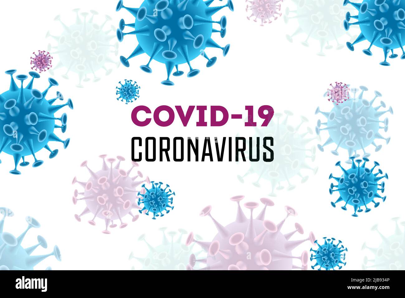 Realistischer Coronavirus covid-19 Hintergrund mit editierbarem Text und bunten Bildern von infektiösen Bakterien Mikroben Viren Vektor-Illustration Stock Vektor