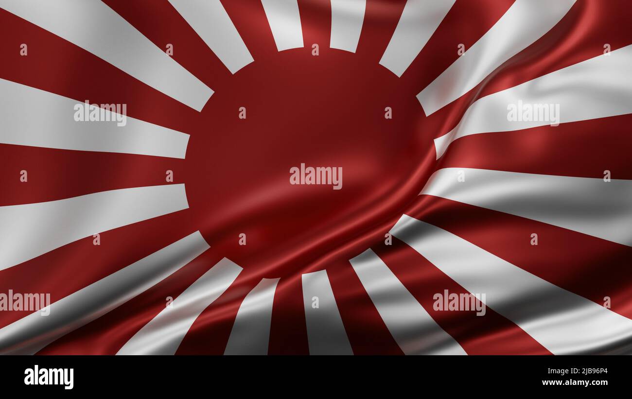 Japan Schlacht Flagge Vollbild Hintergrund, Seide farbric, Nahaufnahme winken im Wind Stockfoto