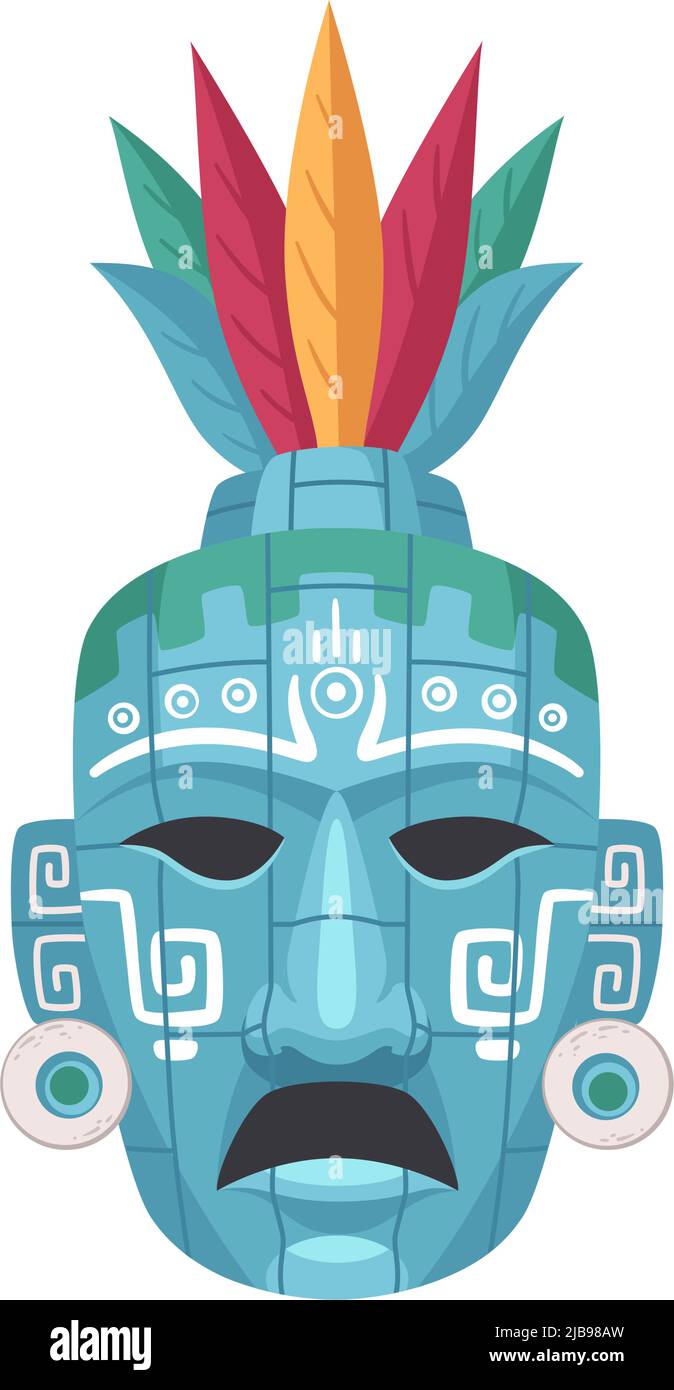 Maya Zivilisation Cartoon-Komposition mit isolierten Bild von jar geformte Maske auf leeren Hintergrund Vektor-Illustration Stock Vektor