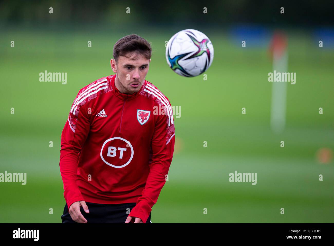 Hensol, Großbritannien. 04.. Juni 2022. Mark Harris aus Wales im Training. Wales MD1 Training Session im Wale Resort am 4.. Juni 2022 vor dem FIFA World Cup Play Off Finale 2022 gegen die Ukraine. Quelle: Lewis Mitchell/Alamy Live News Stockfoto