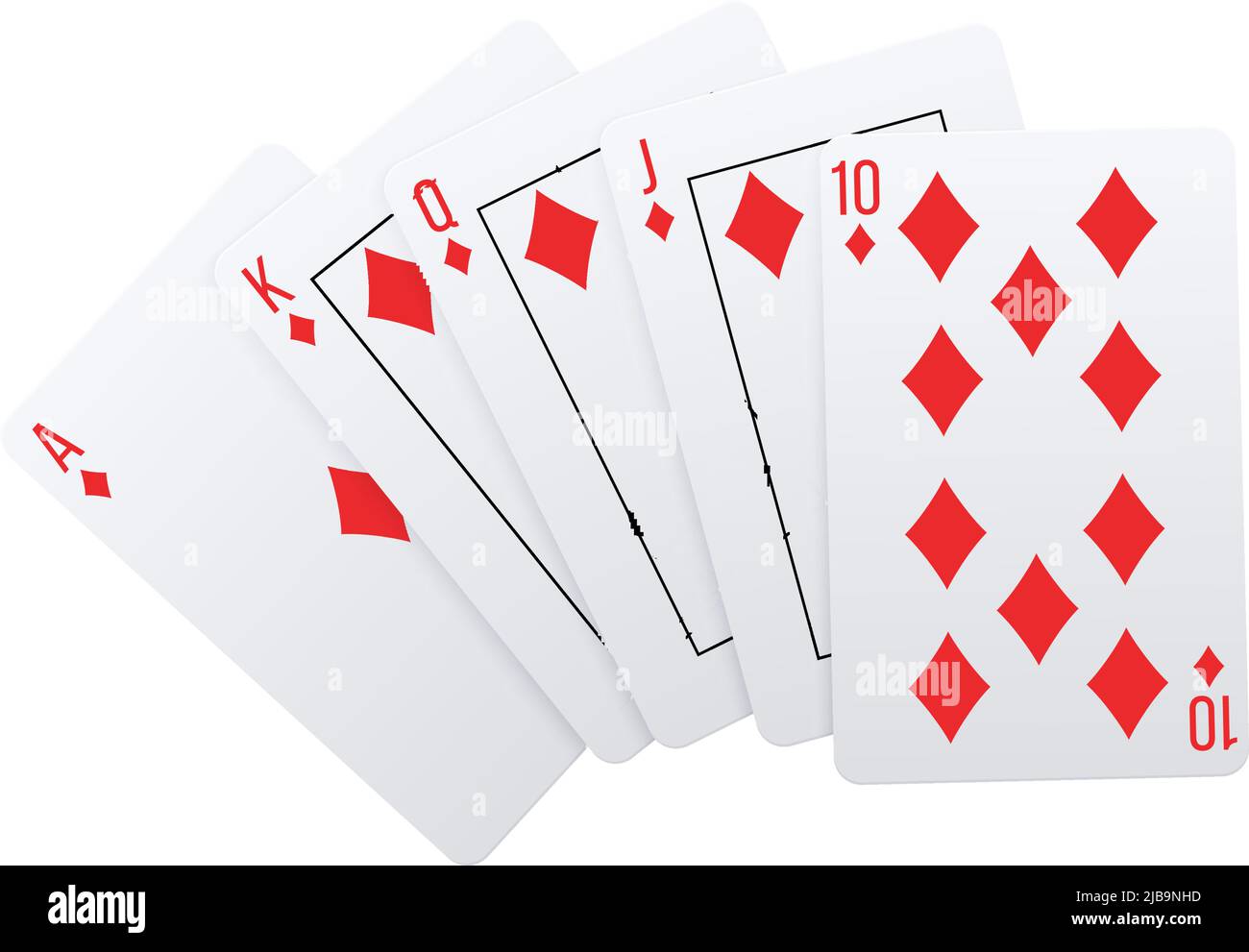 Realistische Poker-Kombination mit Diamanten Royal Flush Vektor Illustration Stock Vektor Realistische Poker-Kombination mit Diamanten Royal Flush Vektor Illustration Stock Vektor