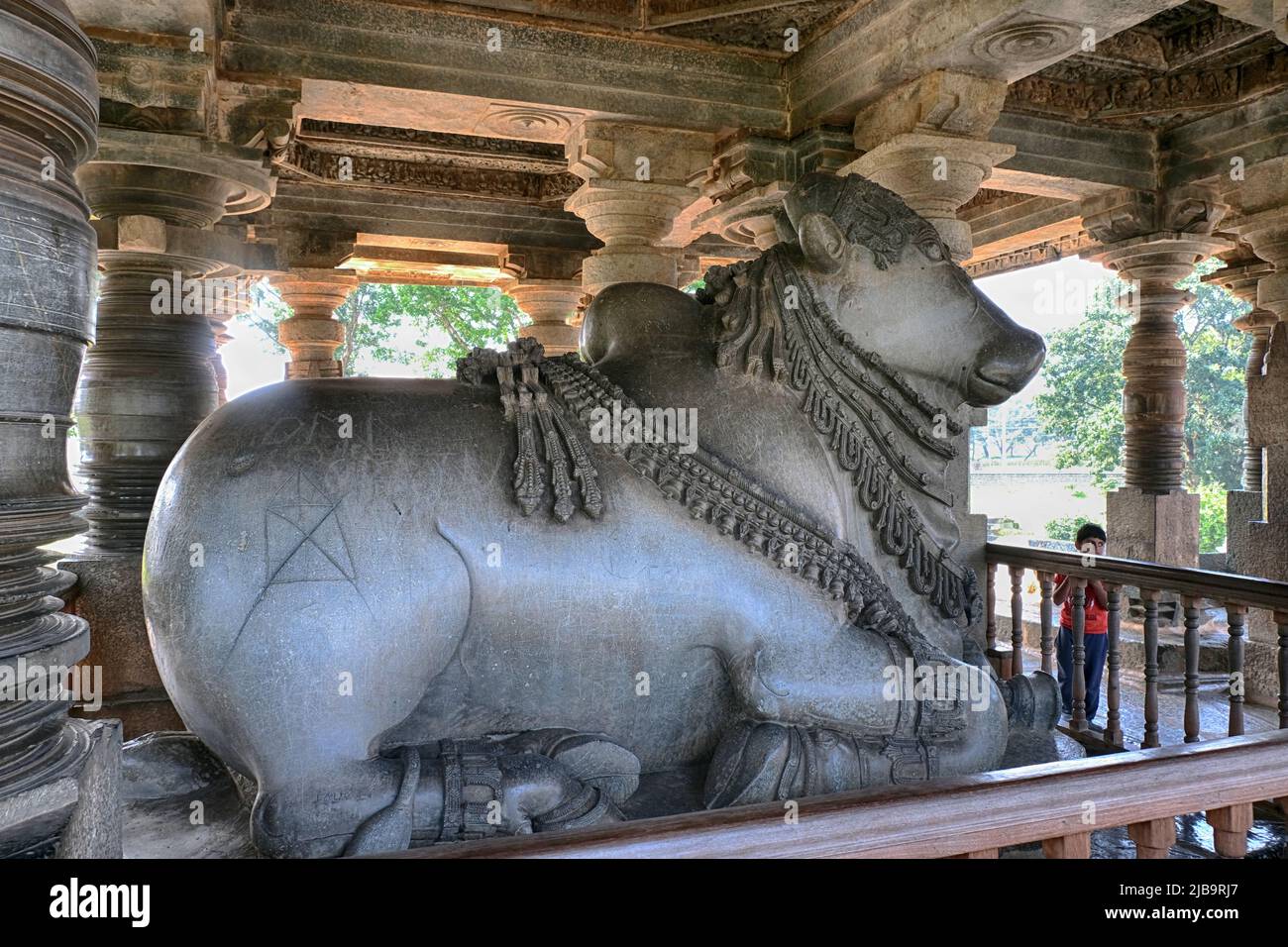 20. Dezember 2021, größte monolithische NandiStatue im Hoysaleswara