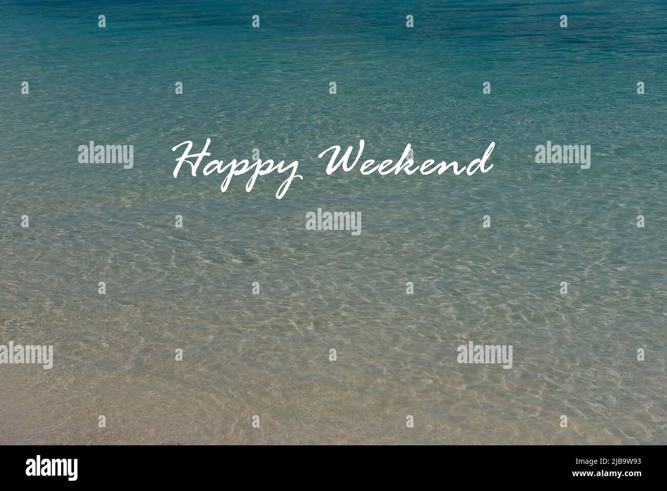 Motivierende und inspirierende Zitate - Happy Weekend Stockfoto