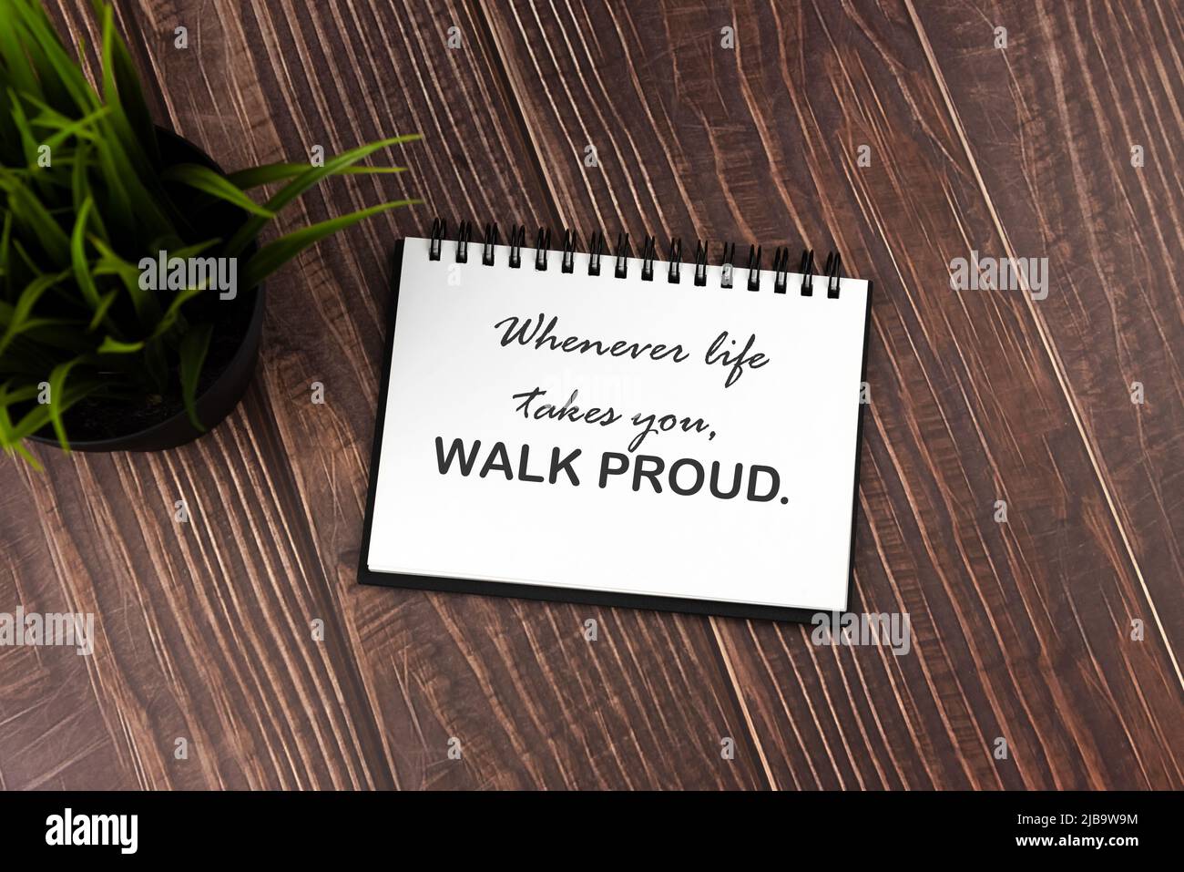 Motivierende und inspirierende Zitate – Wenn das Leben Sie führt, gehen Sie stolz. Stockfoto