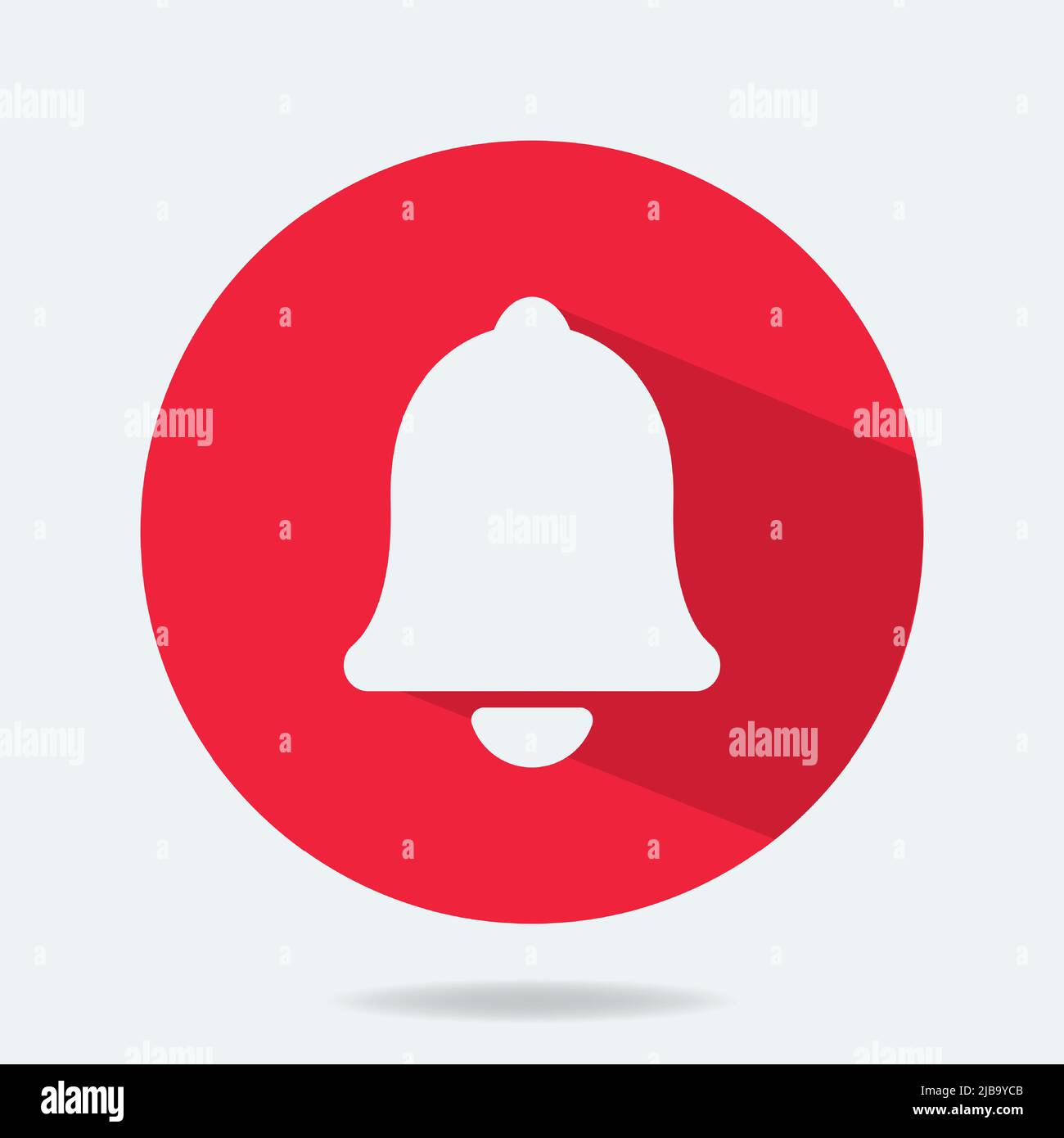 Rote runde Web-Button-Glocke mit Schatten. Vorlage Bell Web Symbol App, ui. Vektorgrafik. EPS 10 Stock Vektor