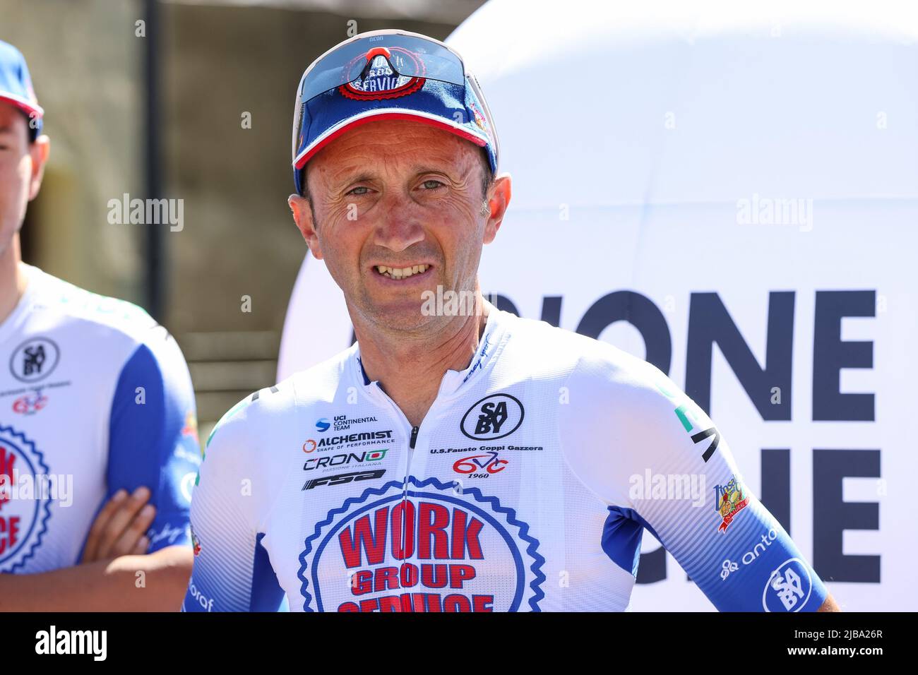 Monfalcone, Italien. 04.. Juni 2022. Davide Rebellin WORK SERVICE - VITALCARE - DYNATEK during Adriatica Ionica Race -Tappa 1 Tarvisio/Monfalcone, Street Cycling in Monfalcone, Italy, June 04 2022 Credit: Independent Photo Agency/Alamy Live News Stockfoto