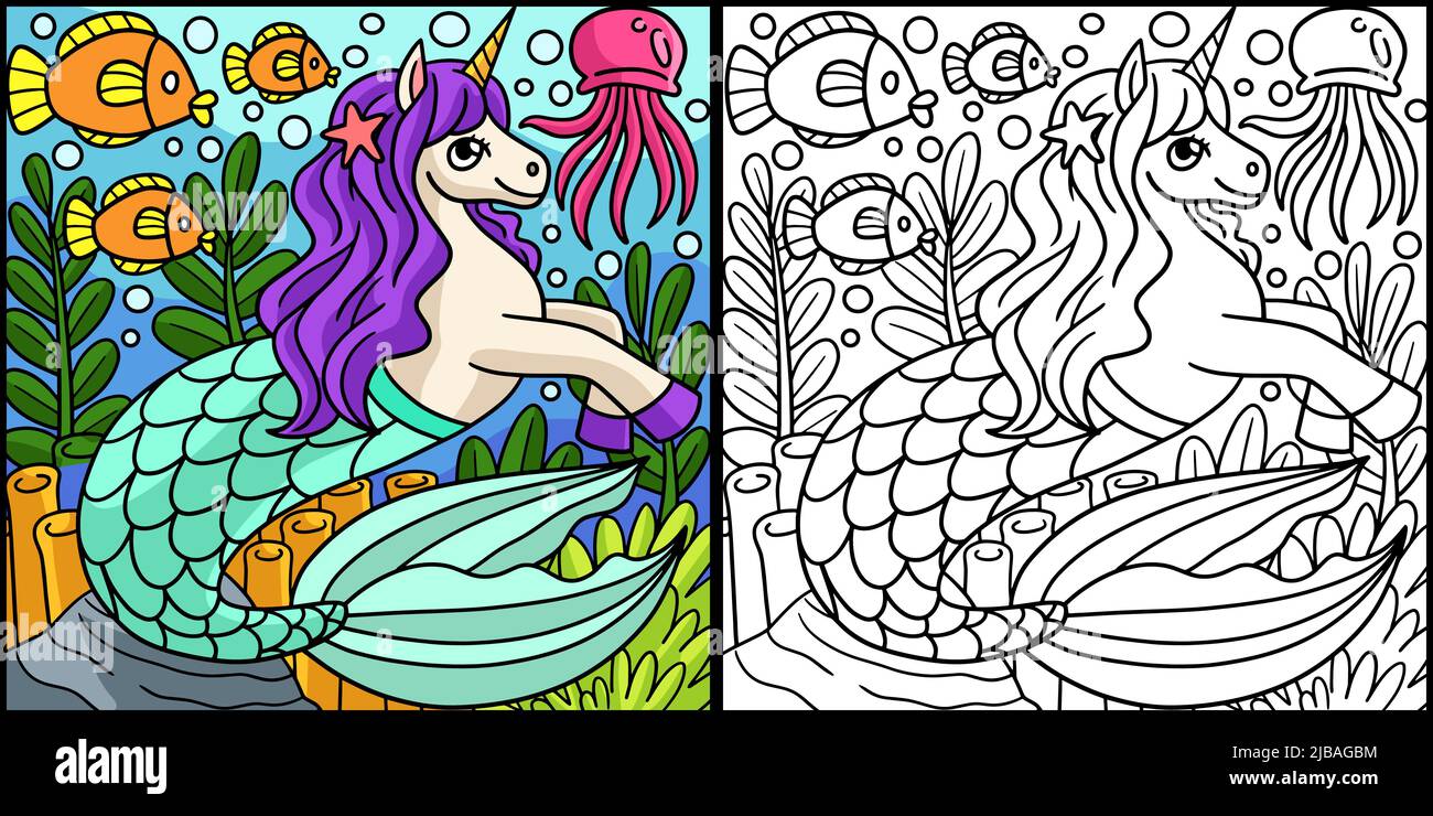 Malvorlage meerjungfrau einhorn -Fotos und -Bildmaterial in hoher