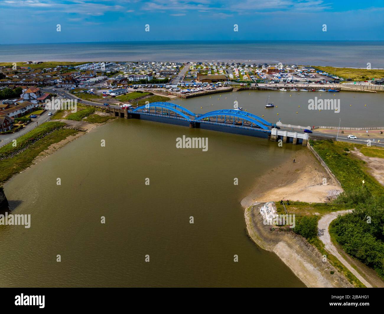 Luftaufnahmen von Rhyl Harbour und Sea Front Stockfotografie Alamy
