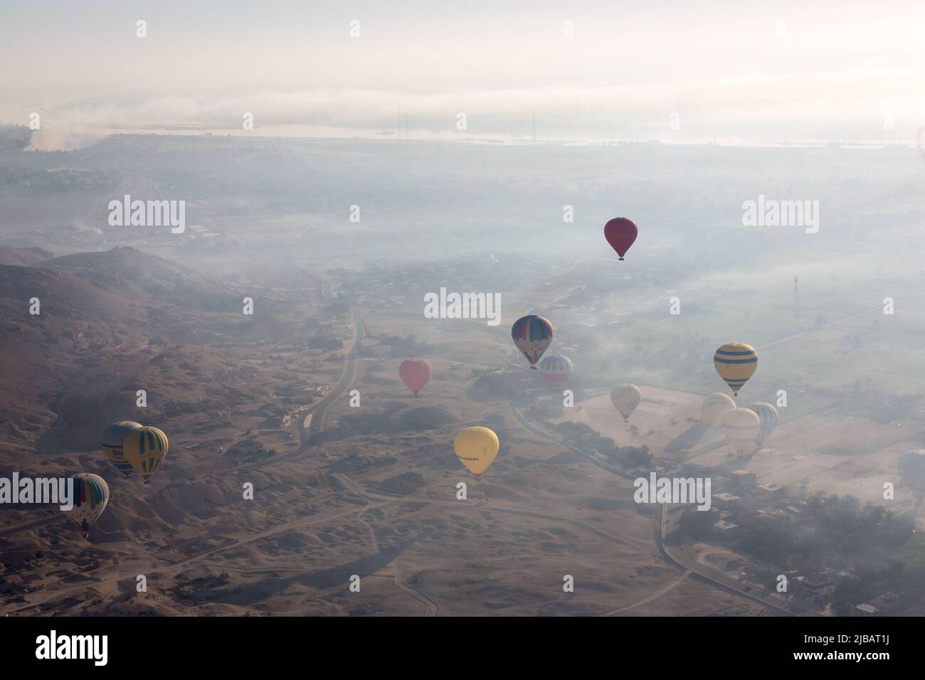 HotAirBallooning-Luxor, Ägypten Stockfoto