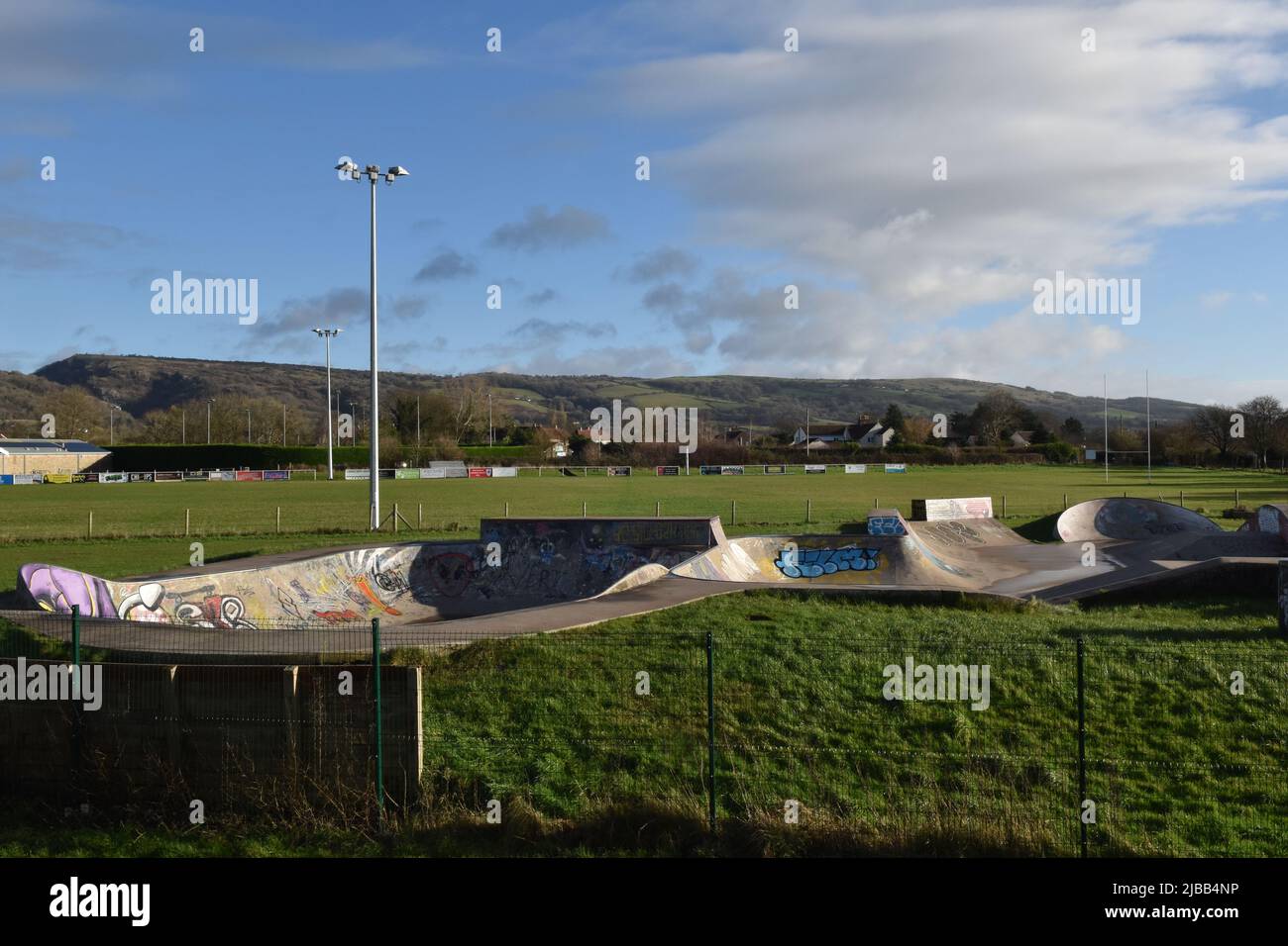 Skate Park, Cheddar, Somerset, England, Großbritannien Stockfoto