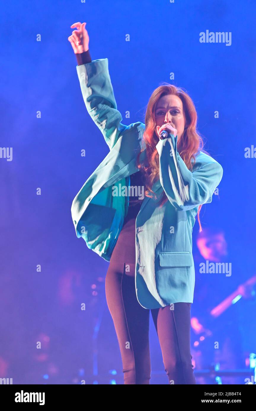 Sugababes preform beim Mighty Hoopla Pop Music Festival London 2022 Day 2 im Brockwell Park, London, UK. - 4. Juni 2022. Stockfoto