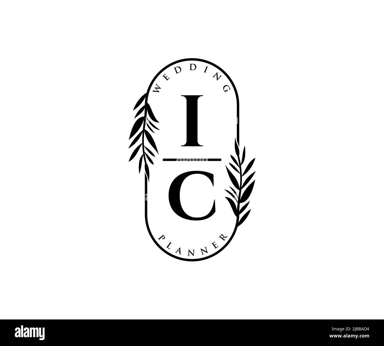 IC Initials Letter Hochzeit Monogram Logos Kollektion, handgezeichnete moderne minimalistische und florale Vorlagen für Einladungskarten, Save the Date, elegant Stock Vektor