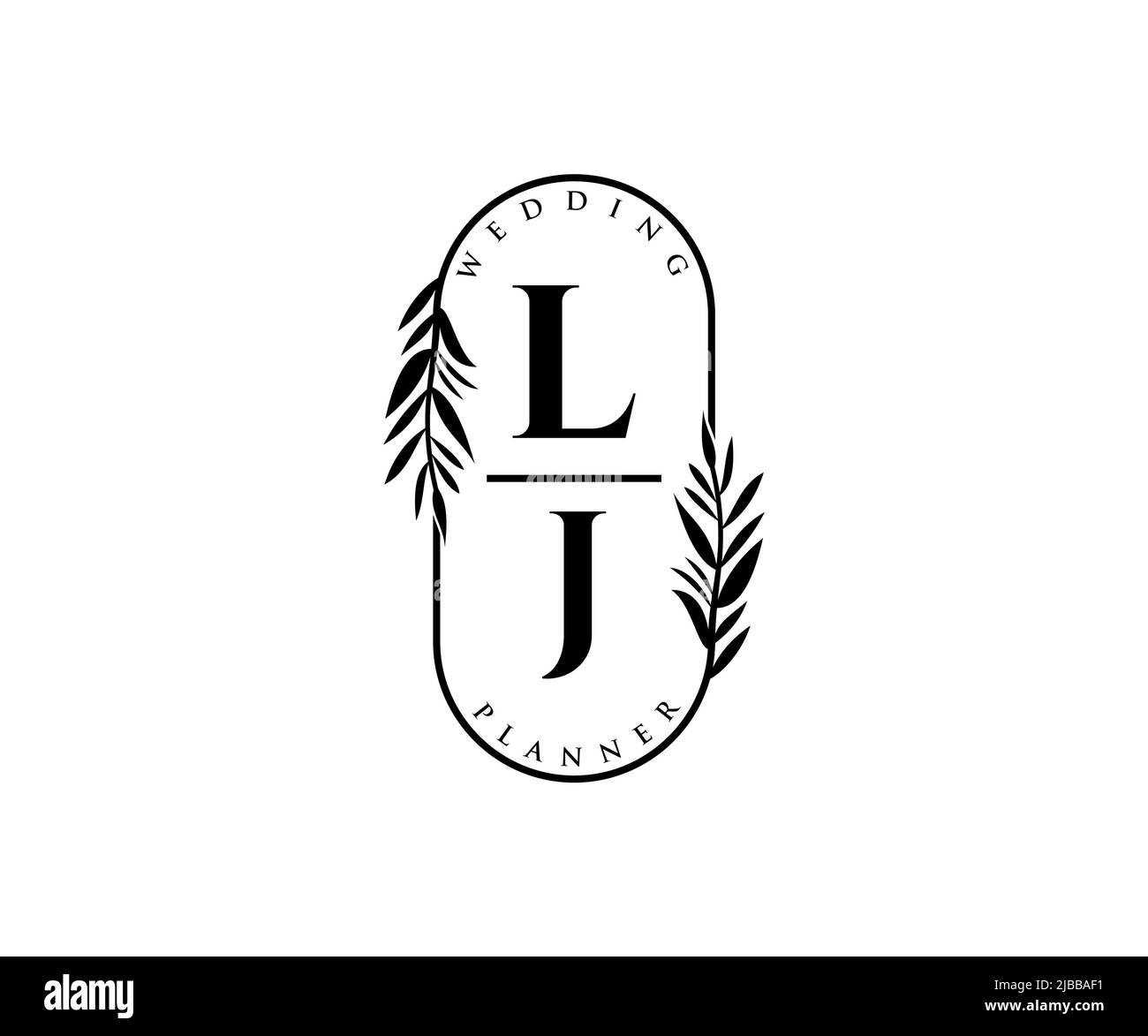 LJ Initials Letter Hochzeit Monogram Logos Kollektion, handgezeichnete moderne minimalistische und florale Vorlagen für Einladungskarten, Save the Date, elegant Stock Vektor