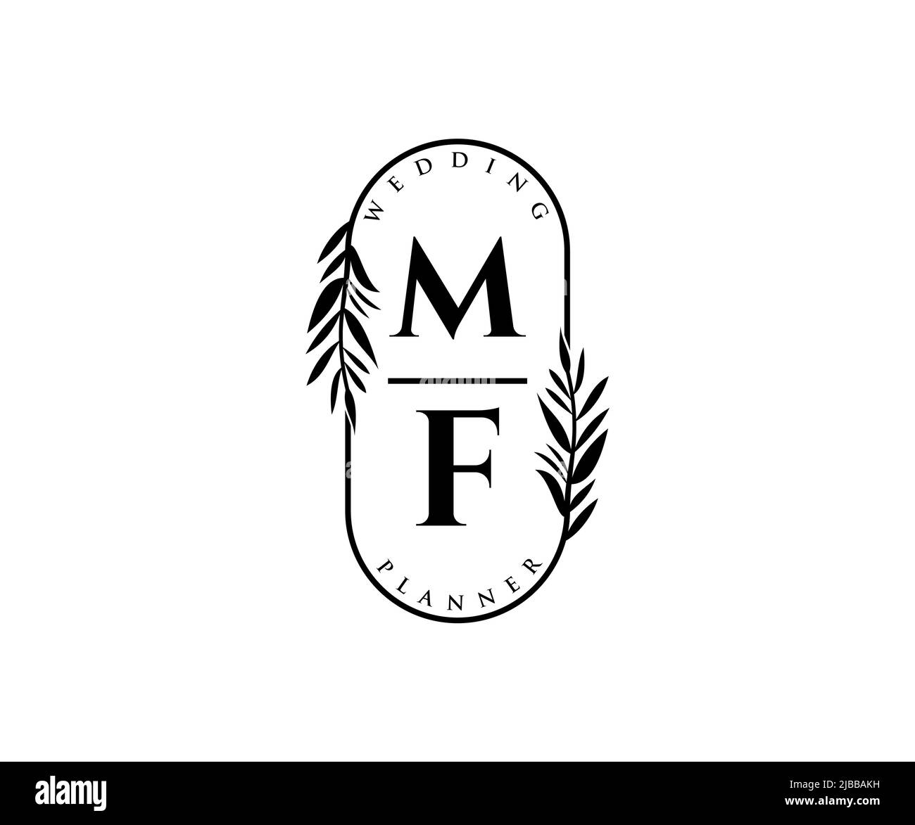MF Initials Letter Hochzeit Monogram Logos Kollektion, handgezeichnete moderne minimalistische und florale Vorlagen für Einladungskarten, Save the Date, elegant Stock Vektor