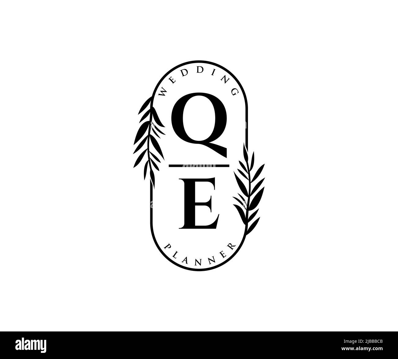 QE Initials Letter Hochzeit Monogram Logos Kollektion, handgezeichnete moderne minimalistische und florale Vorlagen für Einladungskarten, Save the Date, elegant Stock Vektor