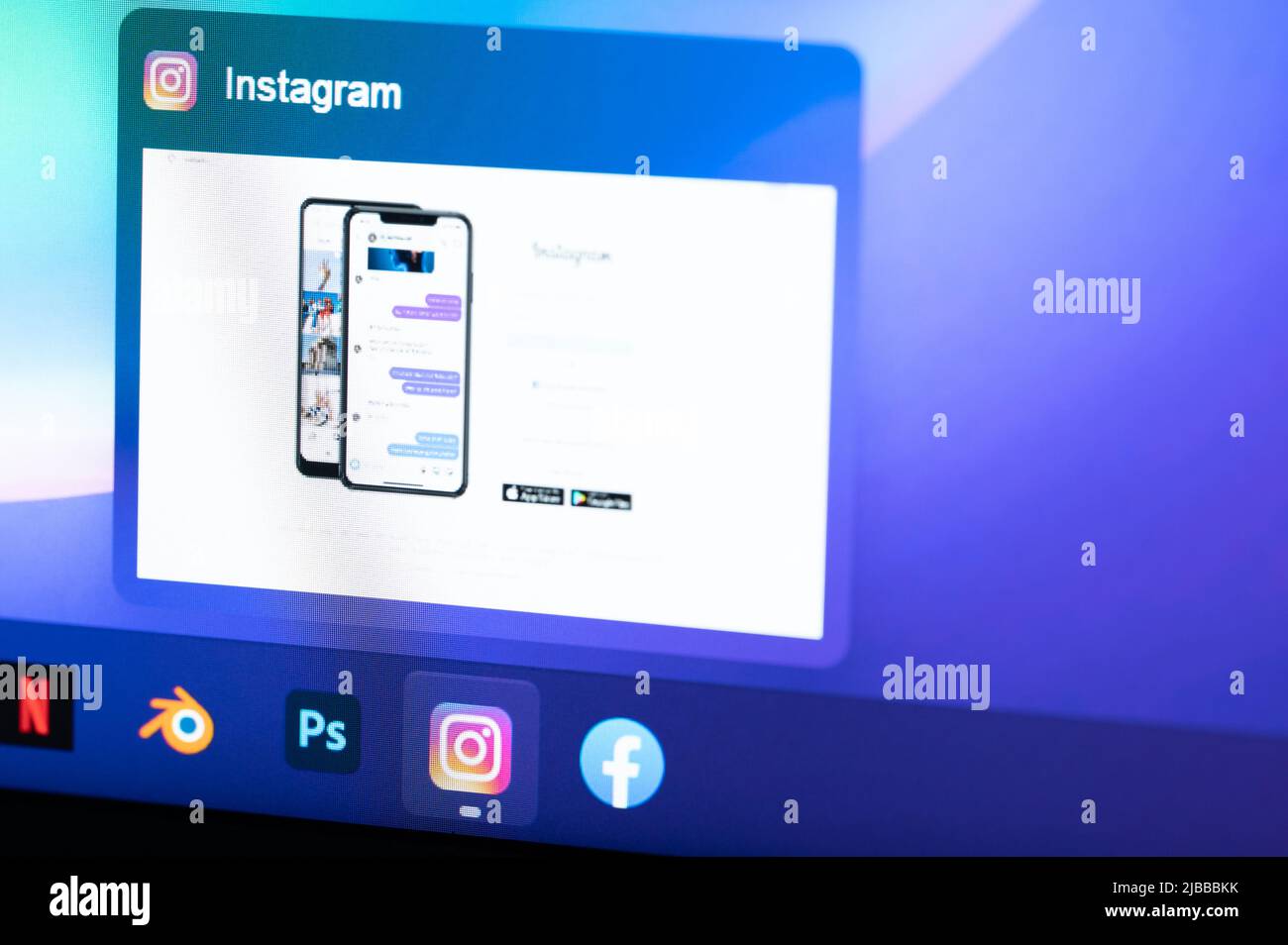 New york, USA - 3. juni 2022: Instagram App-Konto auf Computer-Menü-Bildschirm Nahaufnahme öffnen Stockfoto